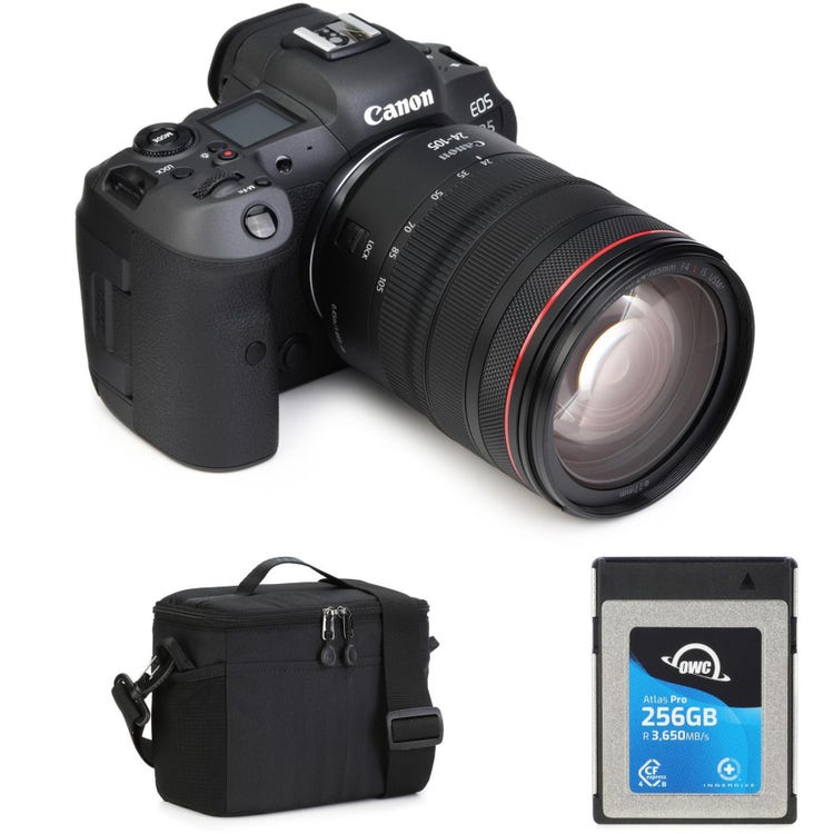 Canon EOS R5 RF24-105mm F4 L IS USM Kit with CFexpress Card and