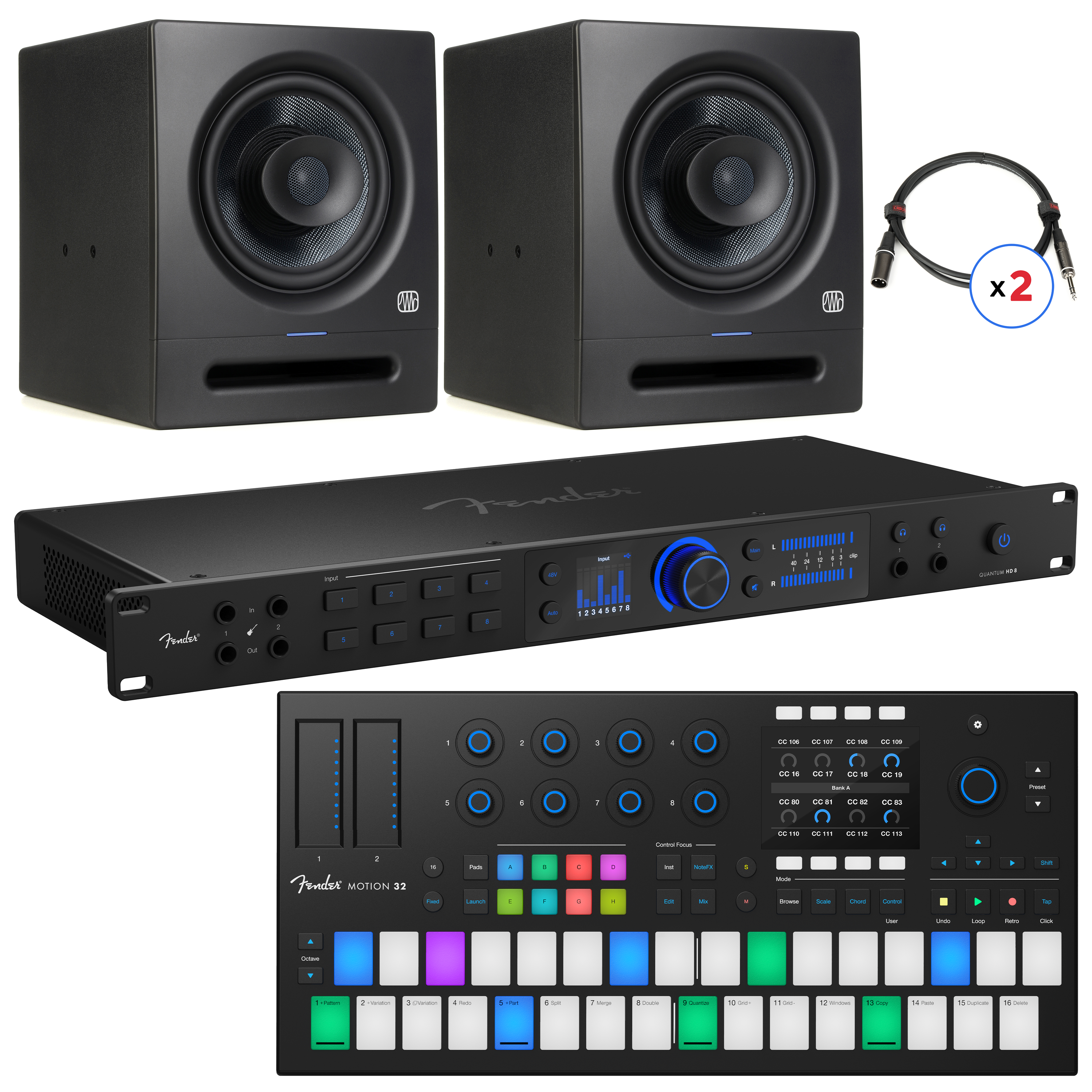 Fender Studio Quantum HD 8 USB-C Audio Interface Production Bundle