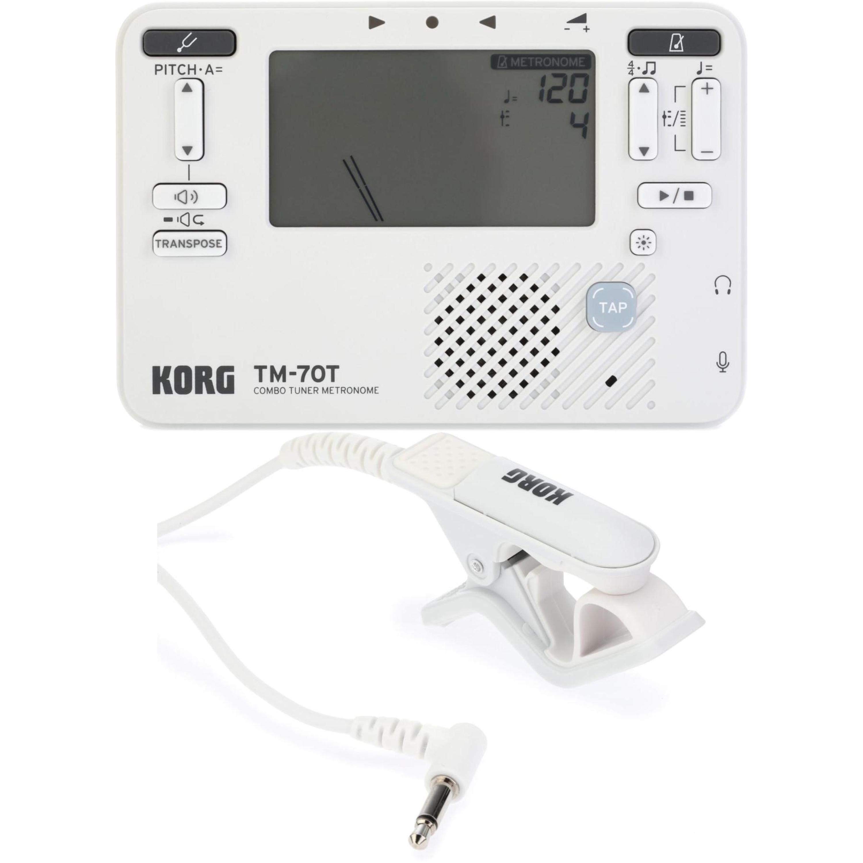Korg TM-70 Tuner and Metronome with Contact Microphone - White