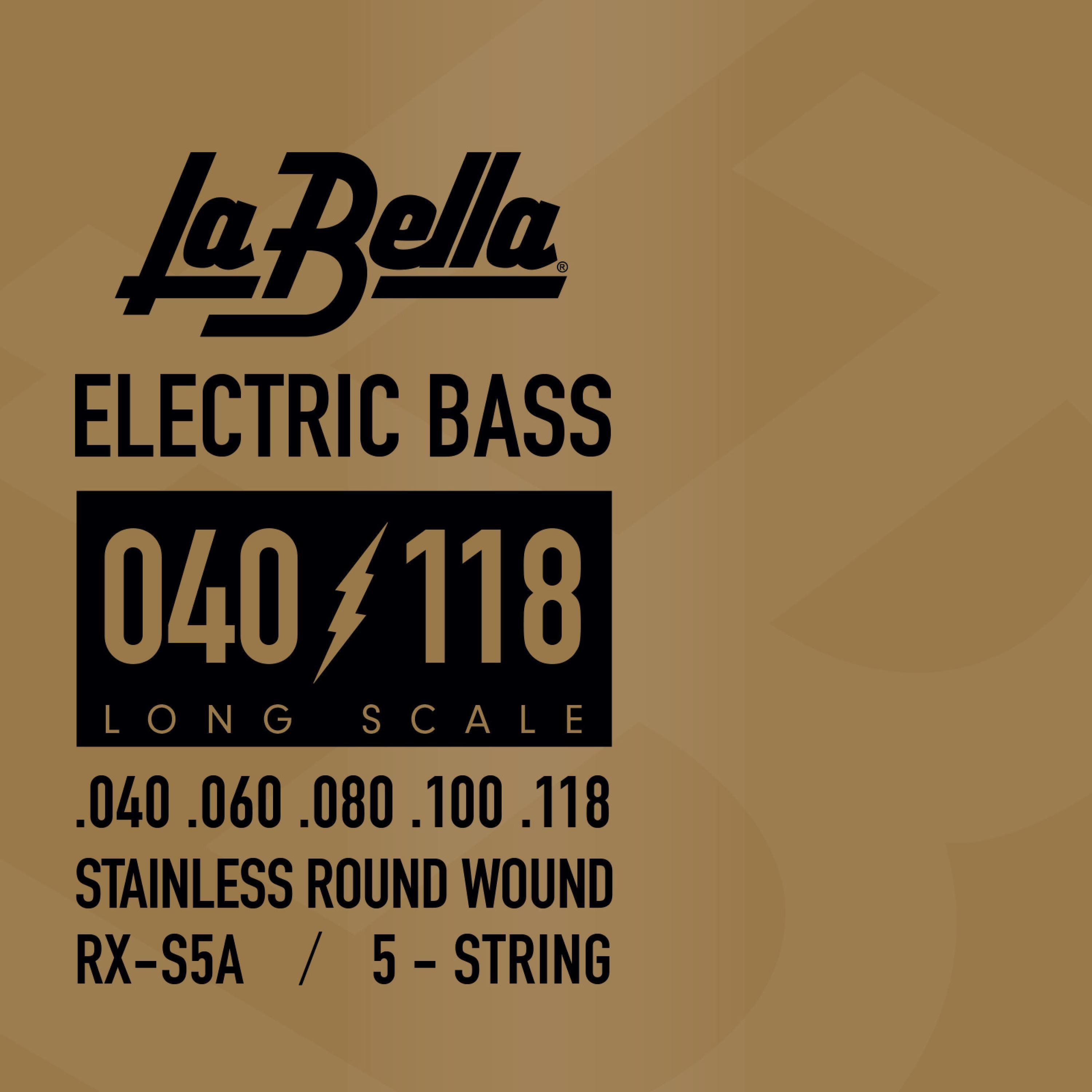 Photo of La Bella RX-S5A RX Stainless Roundwound Bass Guitar Strings - .040-.118 Long Scale 5-string