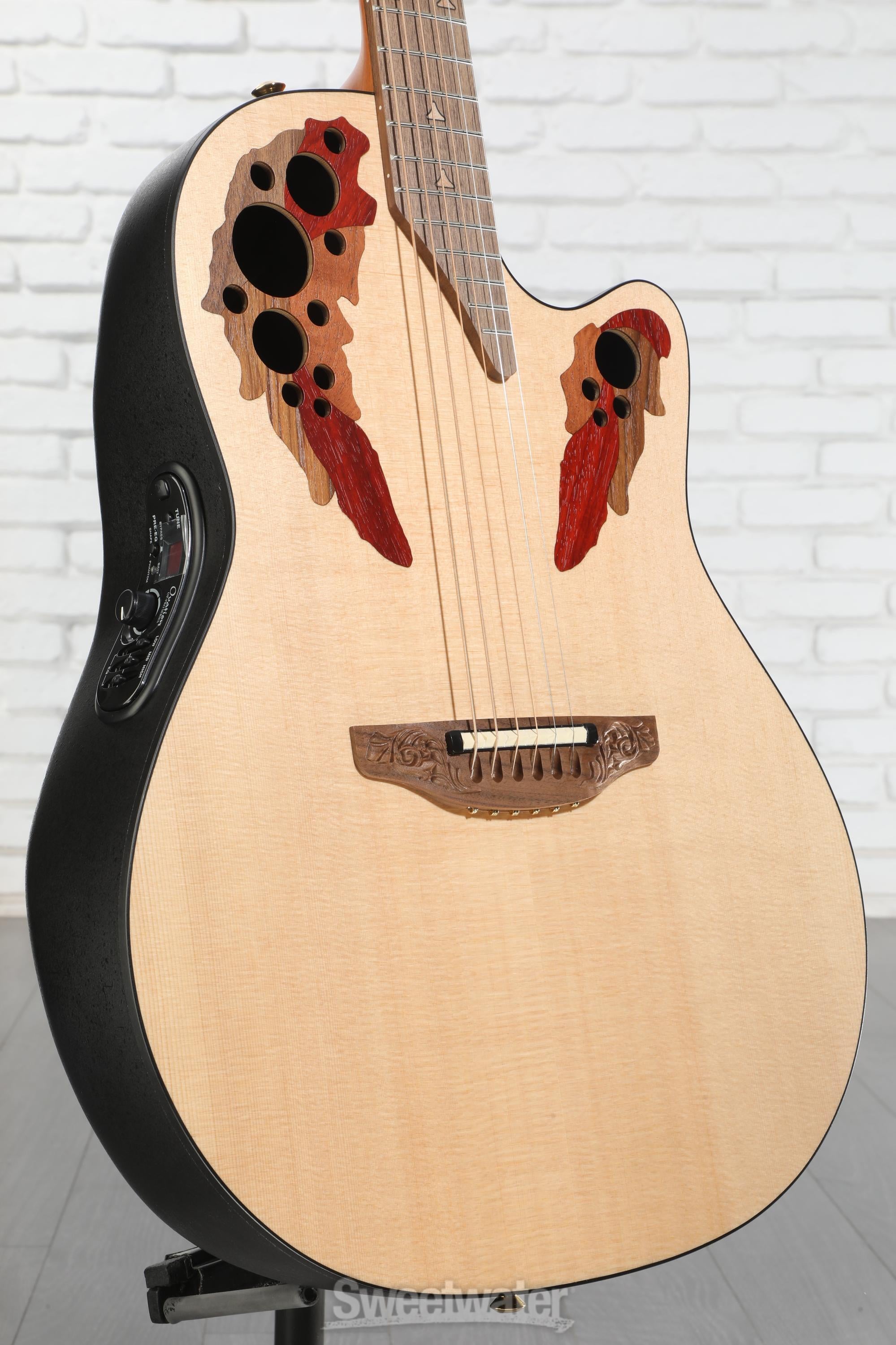 Ovation USA Elite Deep Cutaway E-Acoustic Guitar - Natural