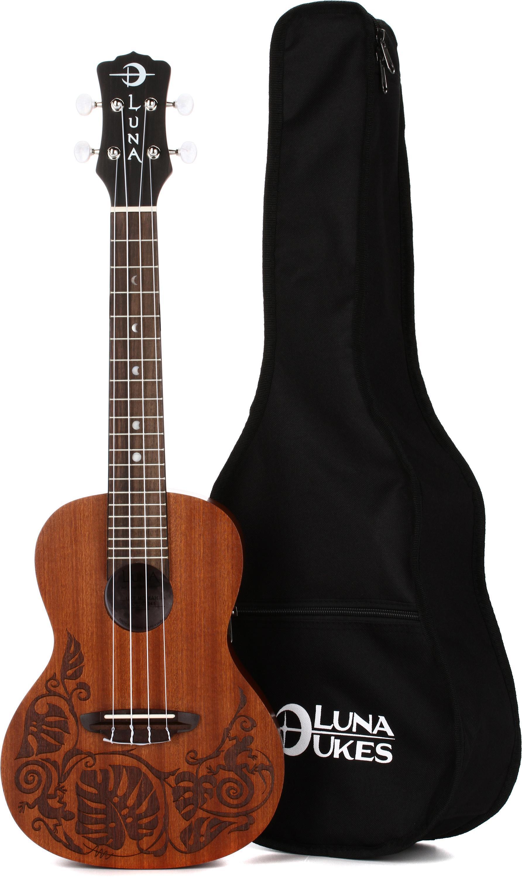 Luna Lizard Mahogany Concert Ukulele - Satin Natural | Sweetwater