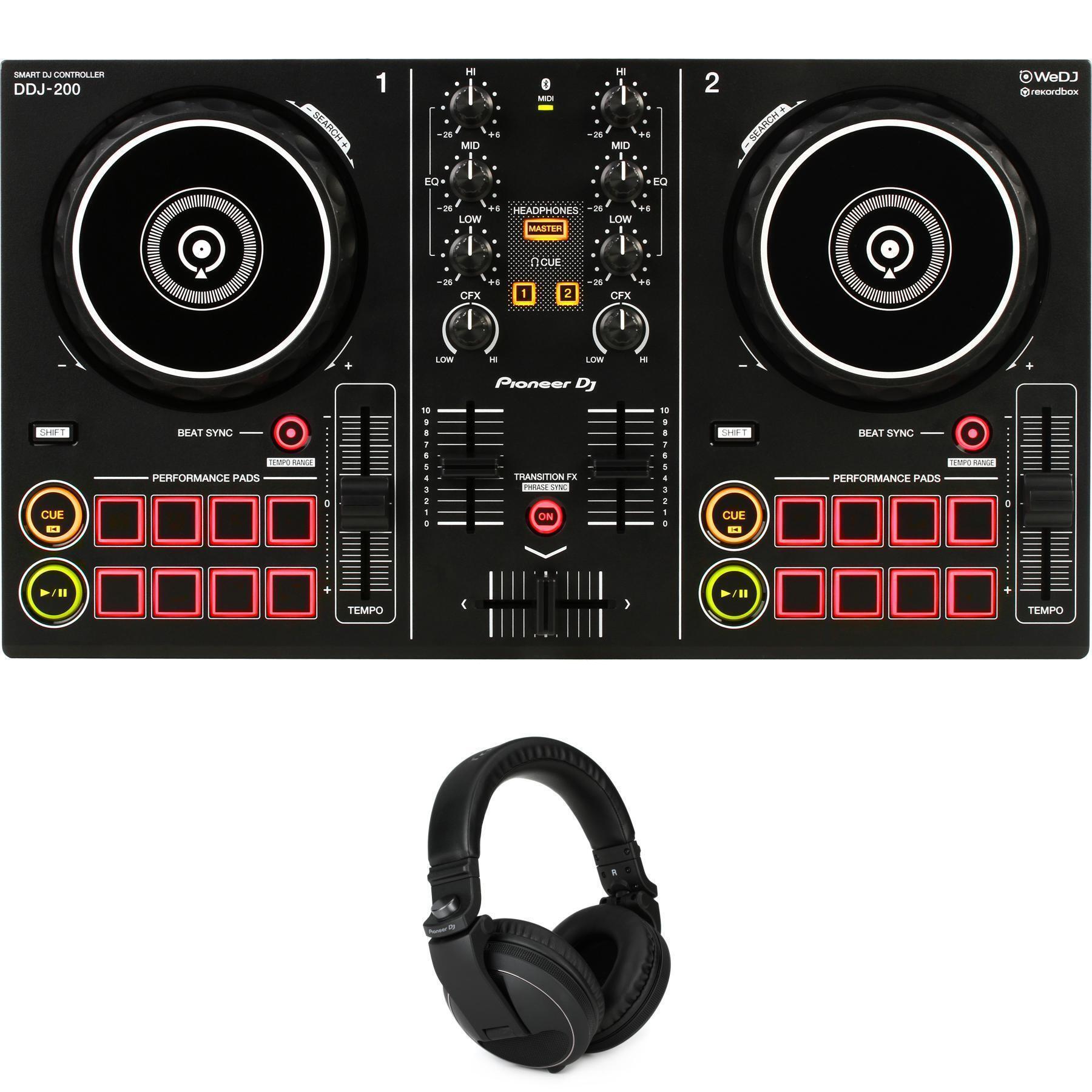 Pioneer DJ DDJ-200 2-deck Rekordbox DJ Controller with Headphones