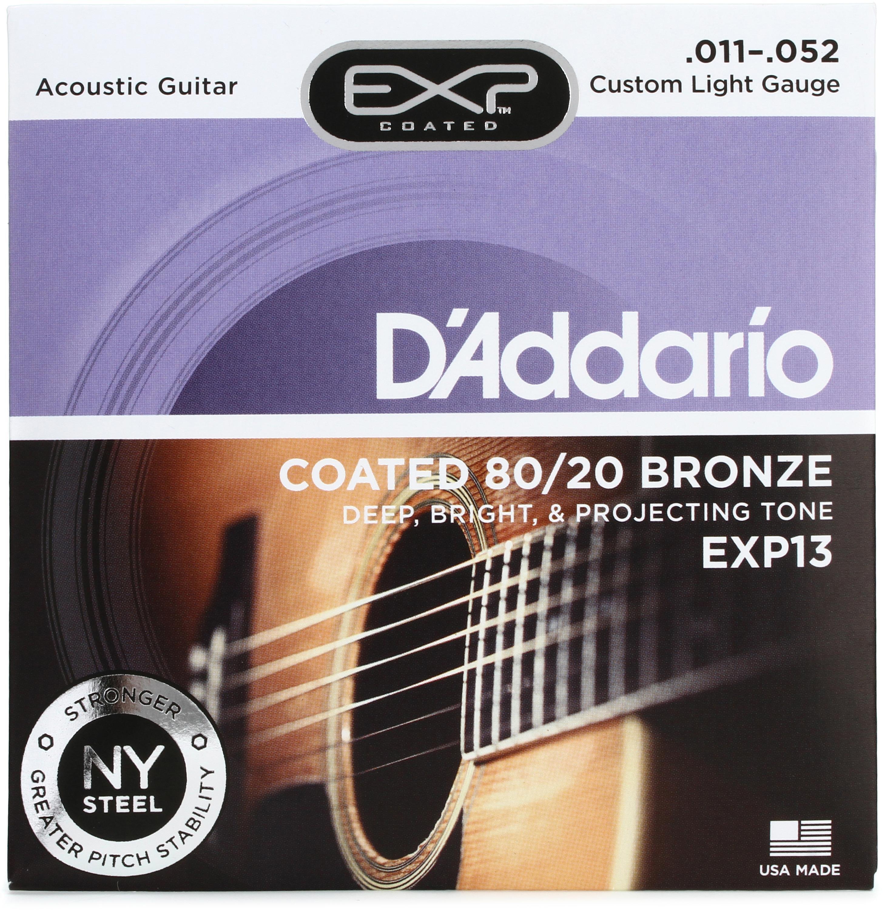 D Addario EXP13 Coated 80 20 Bronze Acoustic Guitar Strings .011