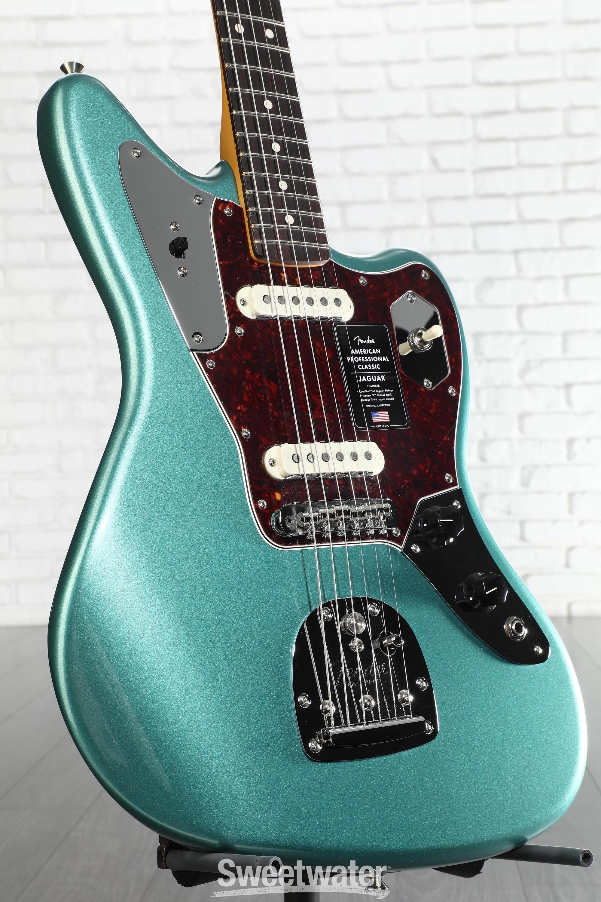 Photo of Fender American Professional Classic Jaguar Electric Guitar - Faded Sherwood Green Metallic