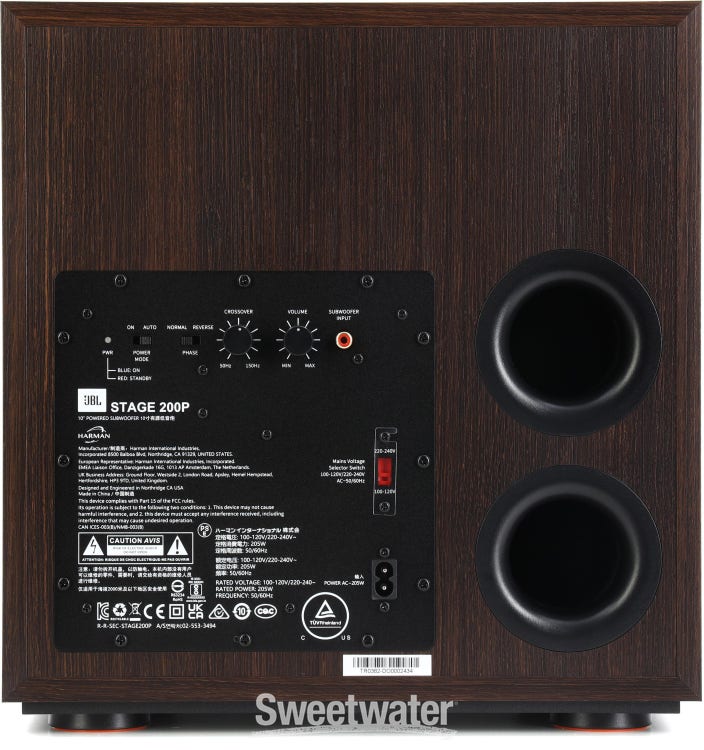 JBL Stage 200P 10-inch Powered Subwoofer Espresso Sweetwater