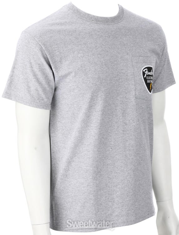 Fender Pick Patch Pocket T-shirt - Small, Athletic Gray