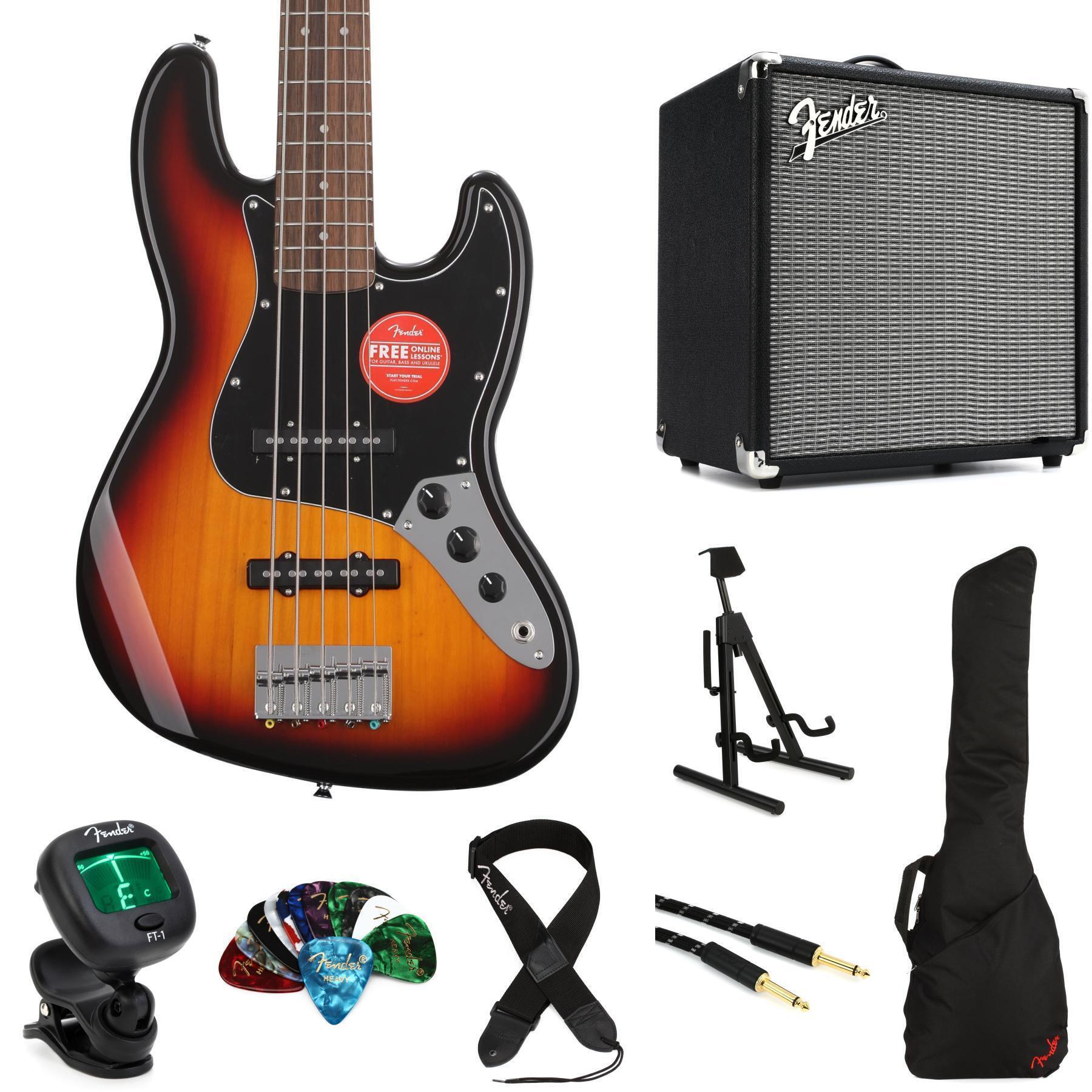 Squier Affinity Series Jazz Bass V and Fender Rumble 25 Amp