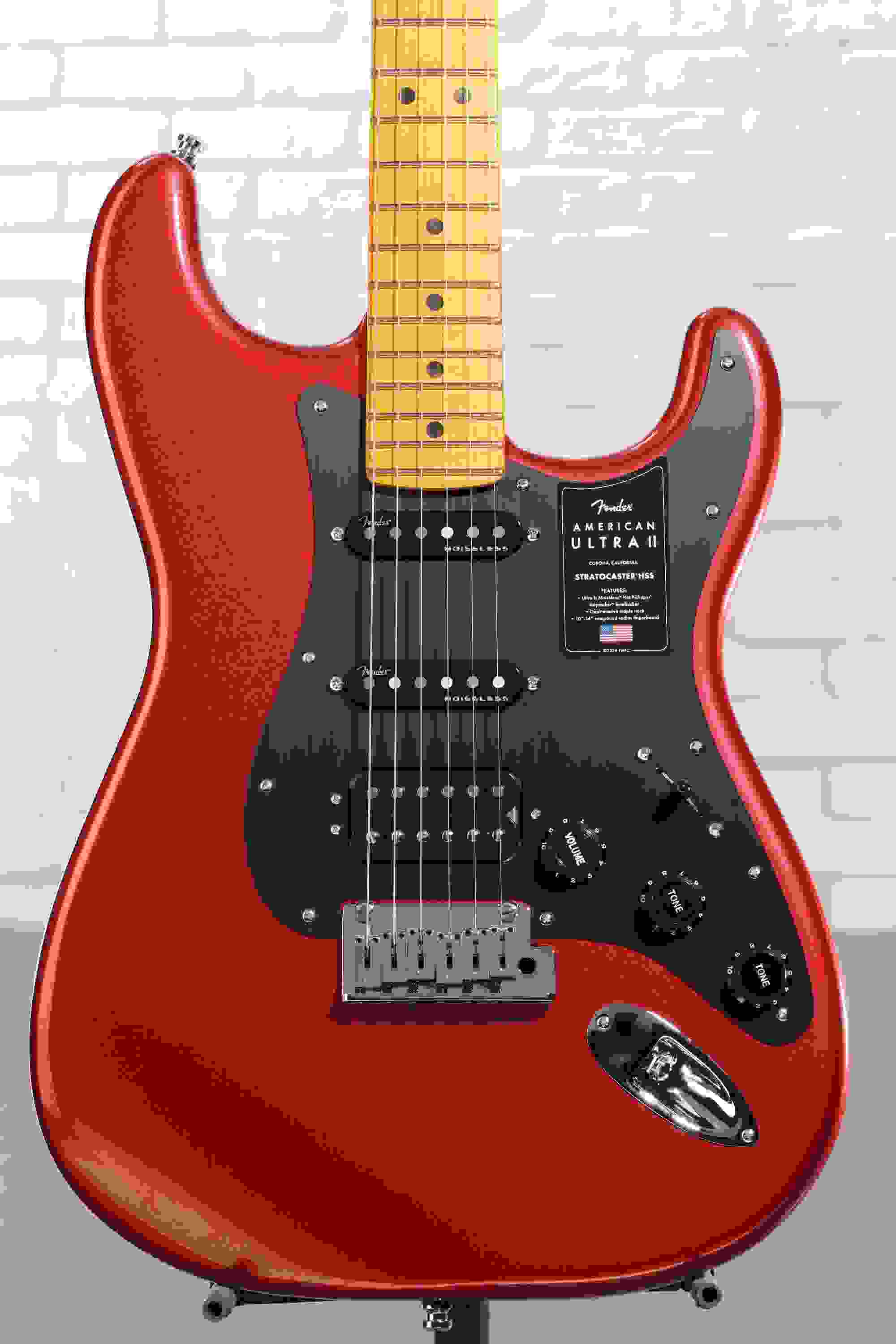 Fender American Ultra II Stratocaster HSS Electric Guitar - Sinister Red, Maple Fingerboard