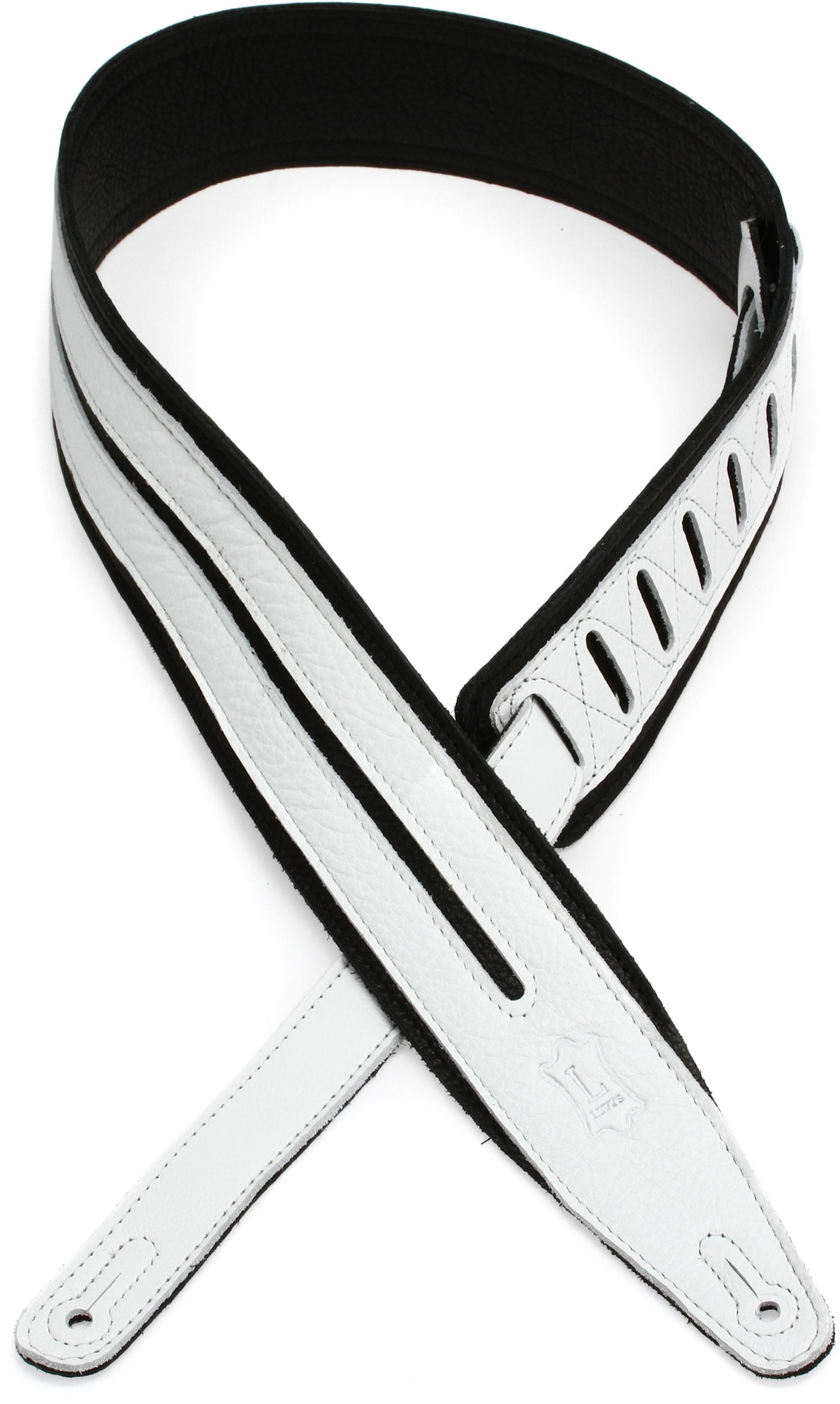 Photo of Levy's MG317DRS Garment Leather Guitar Strap - Black/White