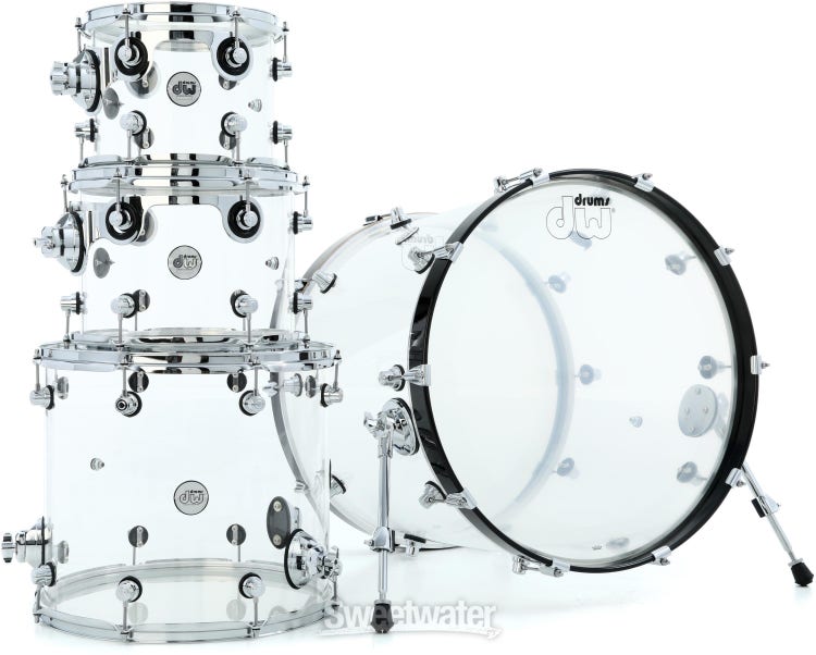 DW DDAC2215CL Design Series Acrylic 4-piece Shell Pack - Clear Acrylic