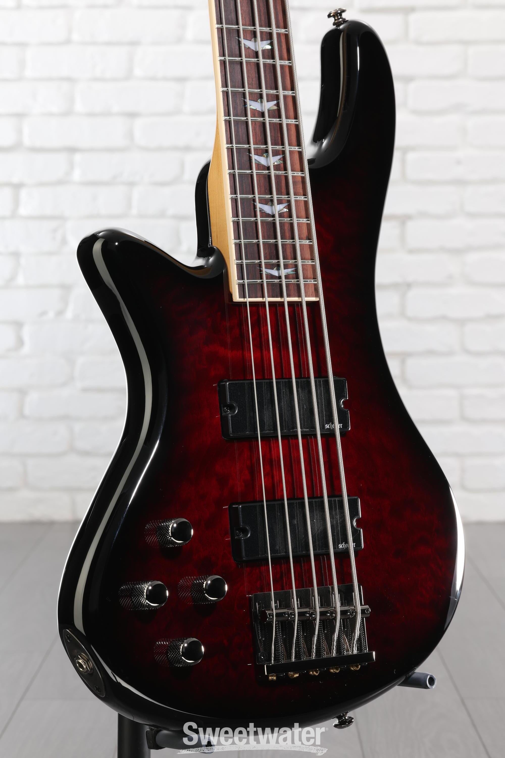 Schecter Stiletto Extreme 5 Left-handed Bass Guitar - Black Cherry