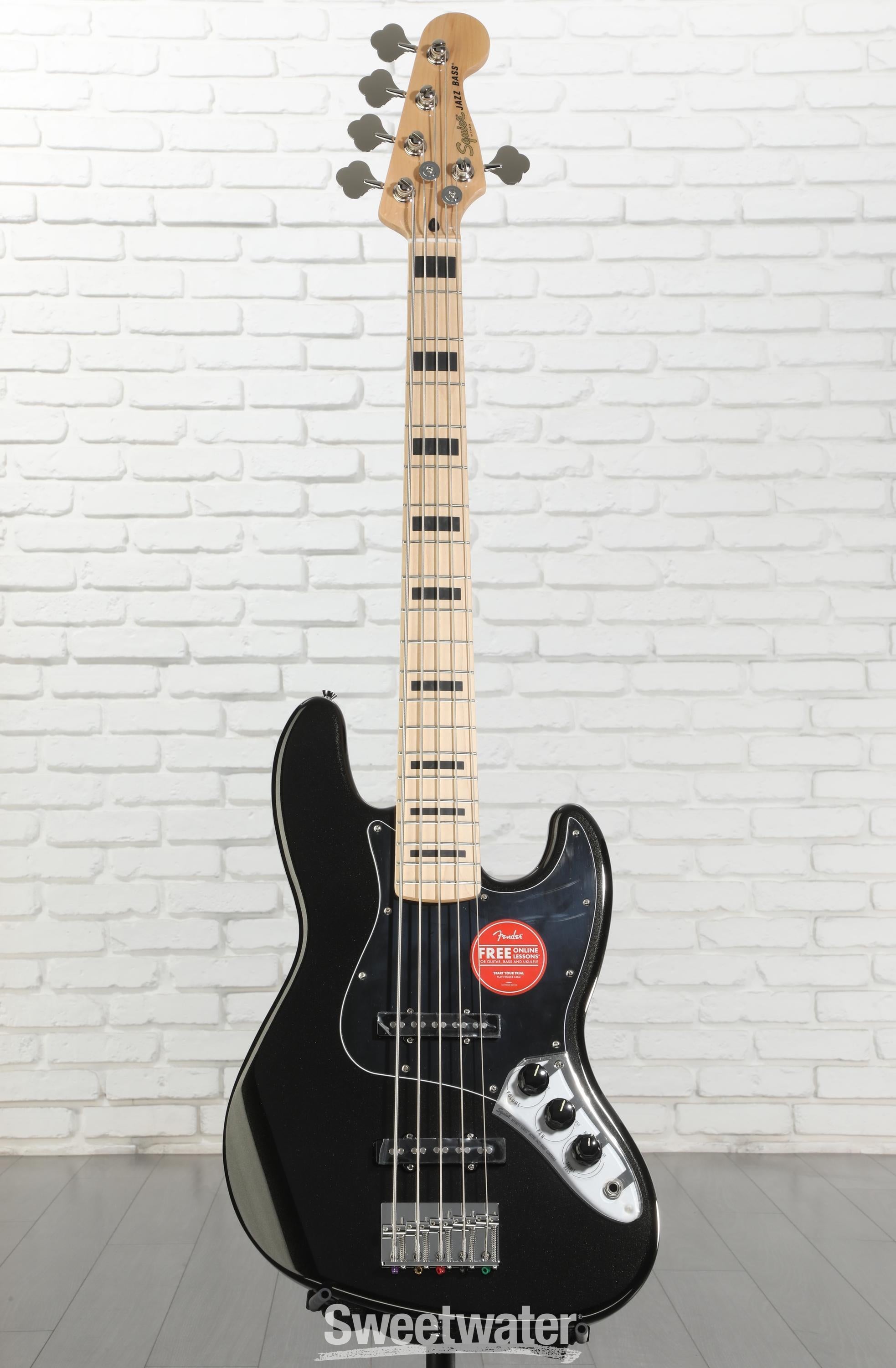 Squier Affinity Series Active Jazz Bass V - Black | Sweetwater