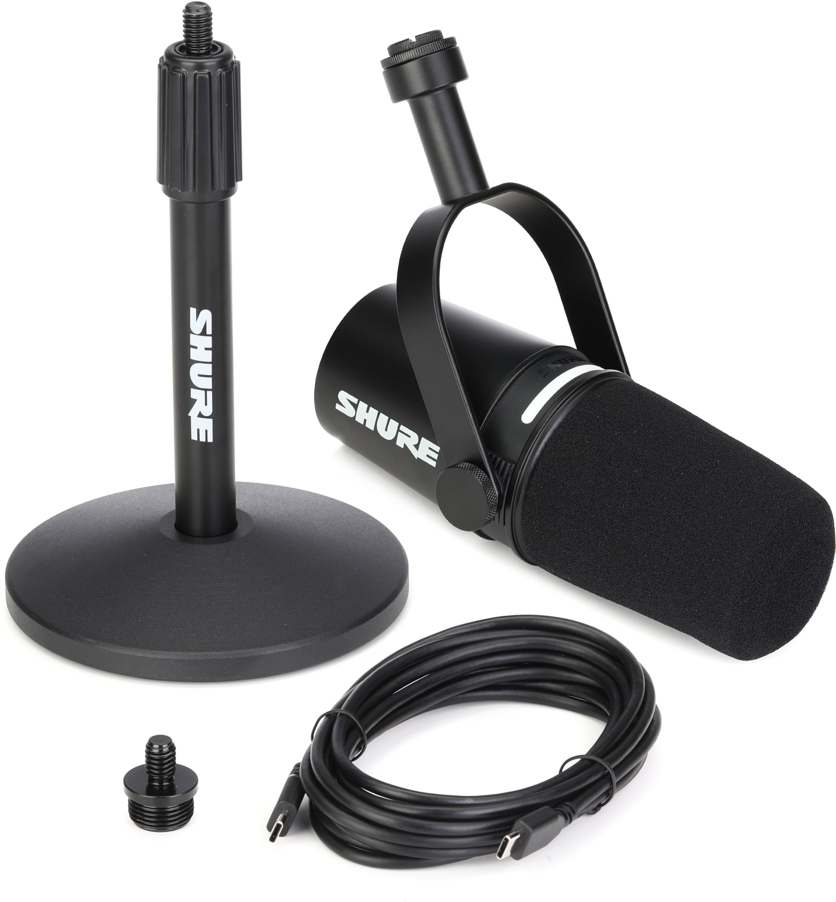 Shure MV7+ Hybrid Podcast Microphone and Stand - Black | Sweetwater