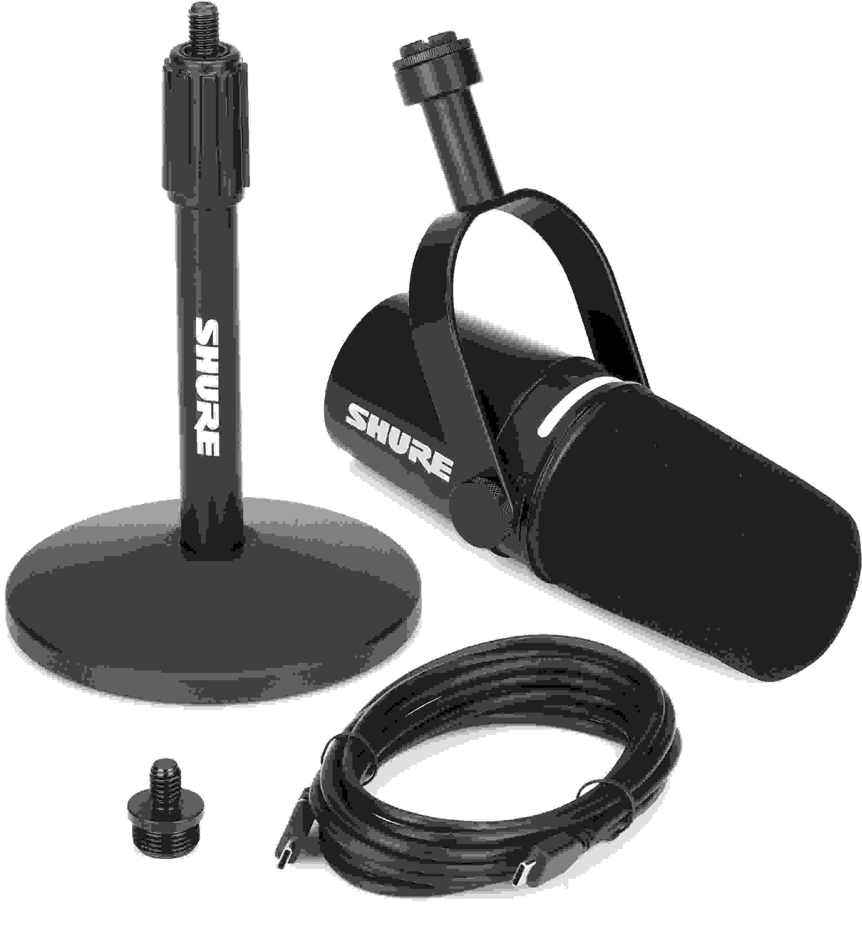 Shure MV7+ Hybrid Podcast Microphone and Stand - Black