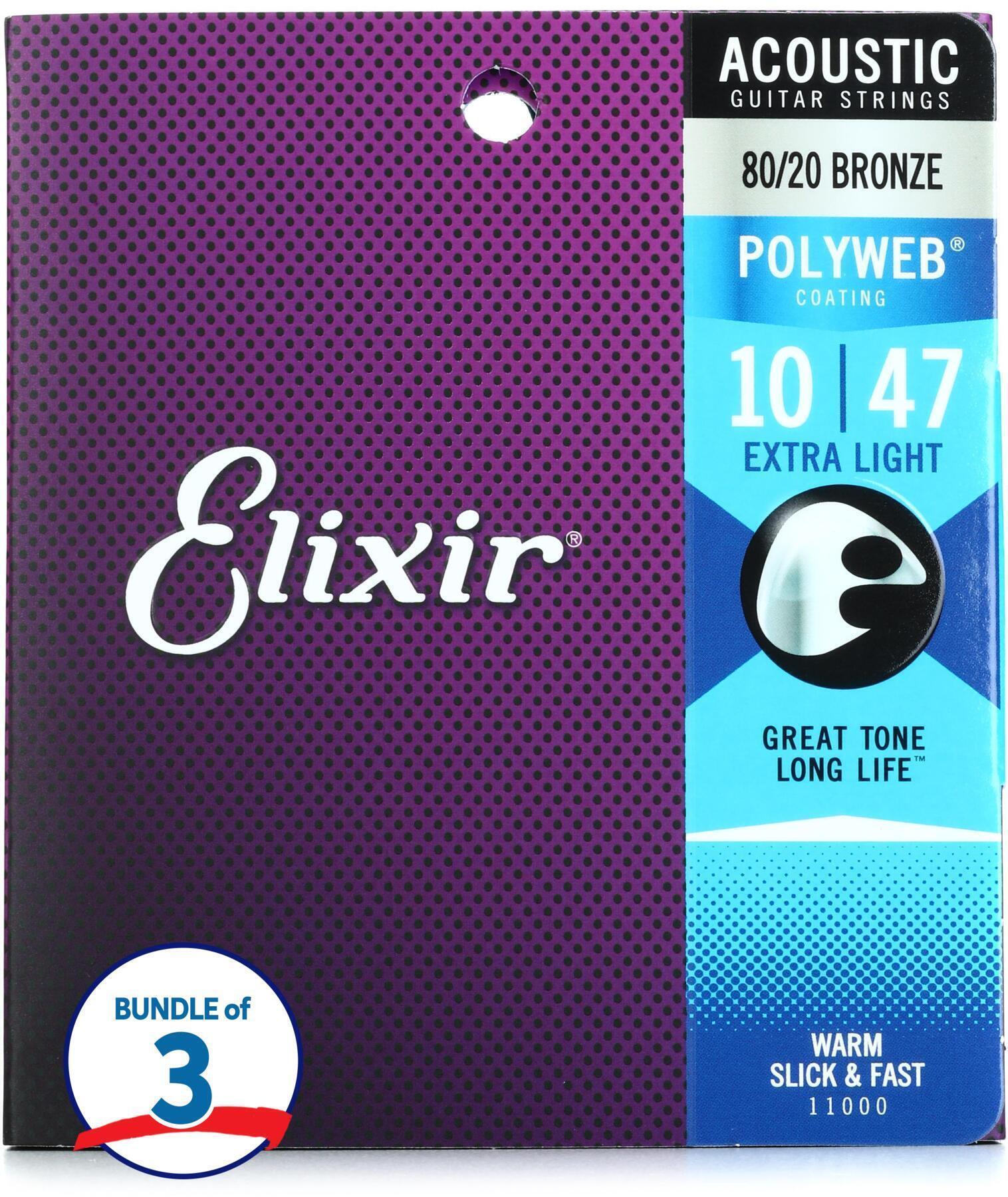 Elixir 11000 Extra Light .010-.047 アコースティック弦 ポリウェブ Bronze POLY WEB〈エリクサー〉  限定価格セール！ - ギター、ベース用パーツ、アクセサリー
