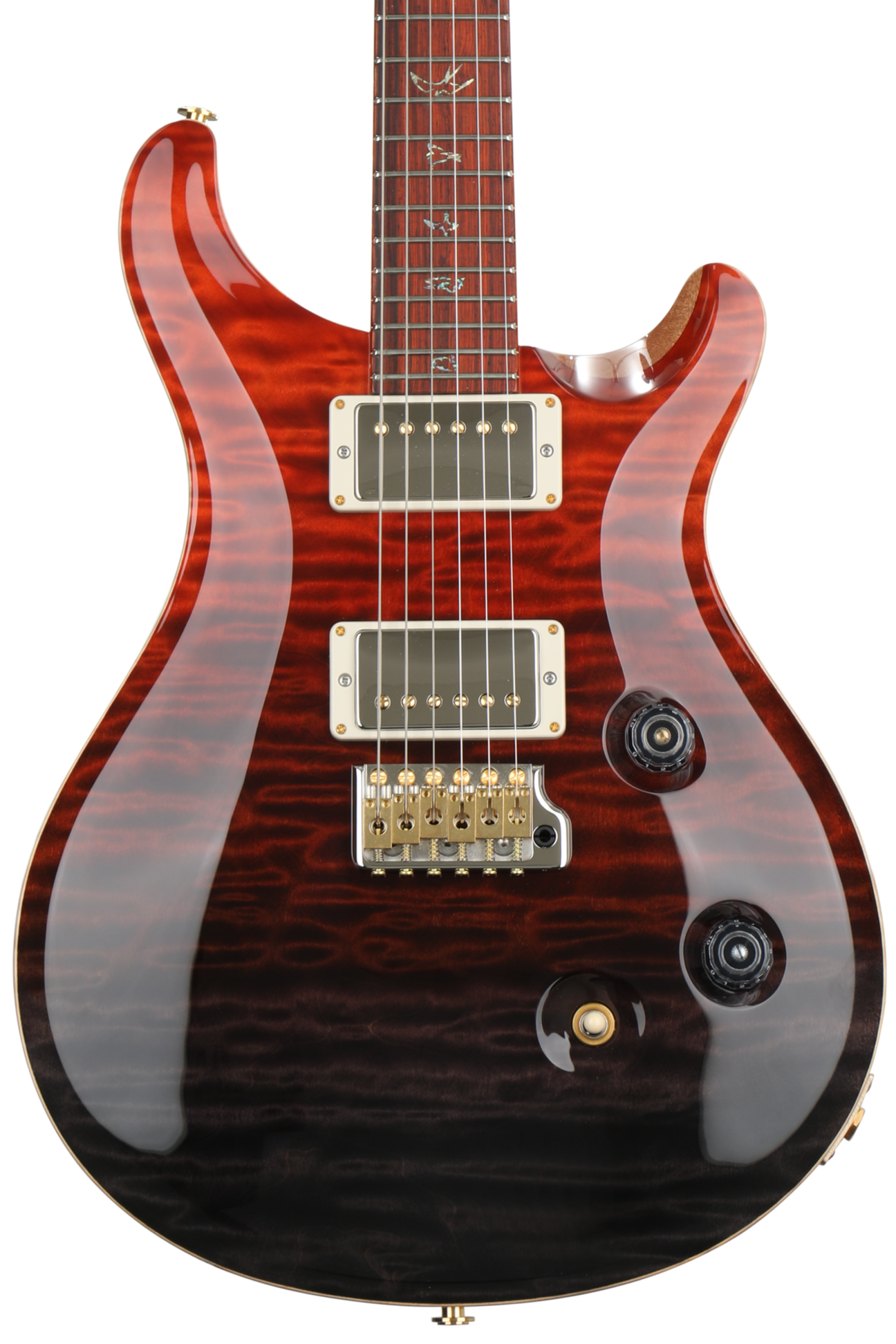 PRS Wood Library Custom 24 - Fire Red to Grey Black Fade