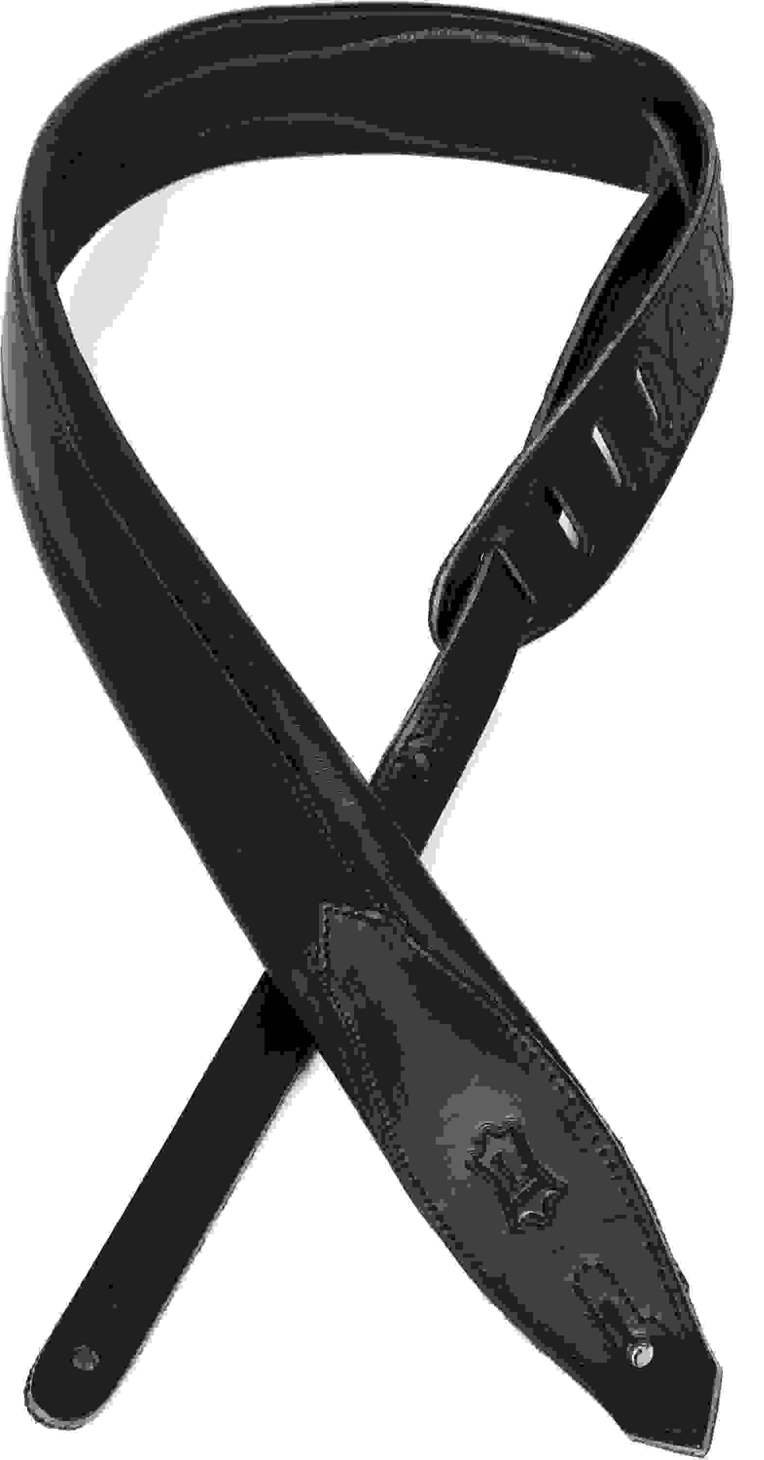 Levy's MSS80 2-inch Two-Tone Boutique Series Leather Guitar Strap - Black on Black