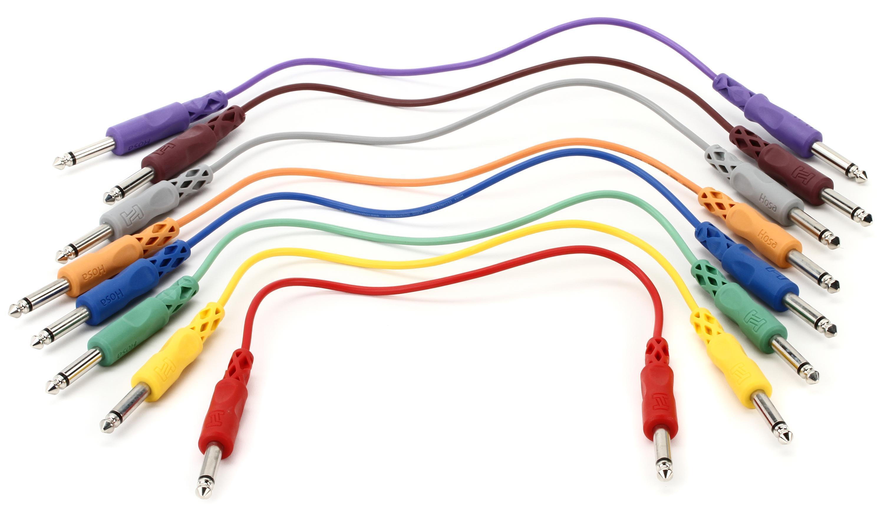 Photo of Hosa CPP-830 1/4-inch TS Male Patch Cable 8-pack - 1 foot (Various Colors)