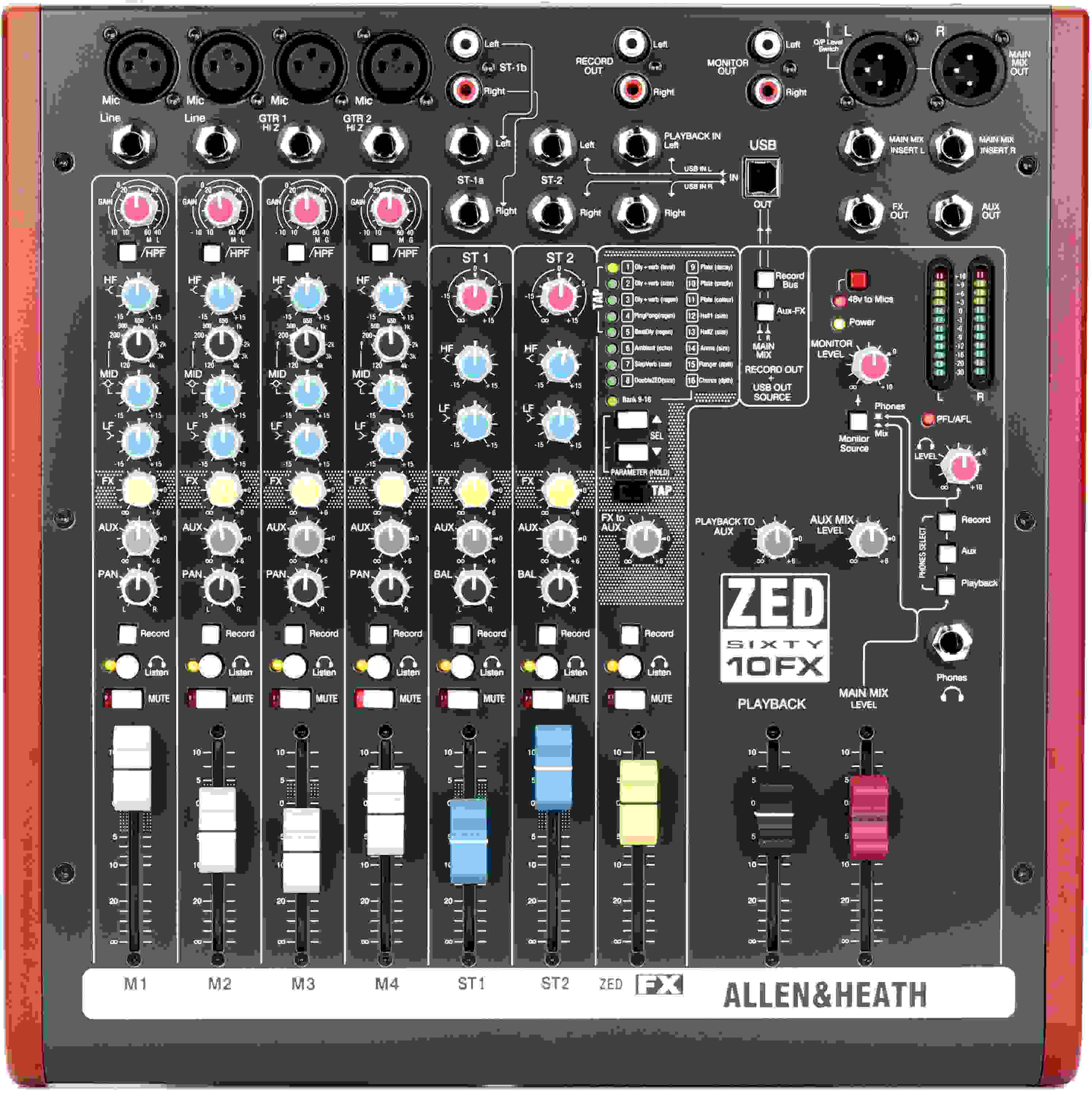 Allen & Heath ZED60-10FX 10-channel Mixer with USB Audio Interface  