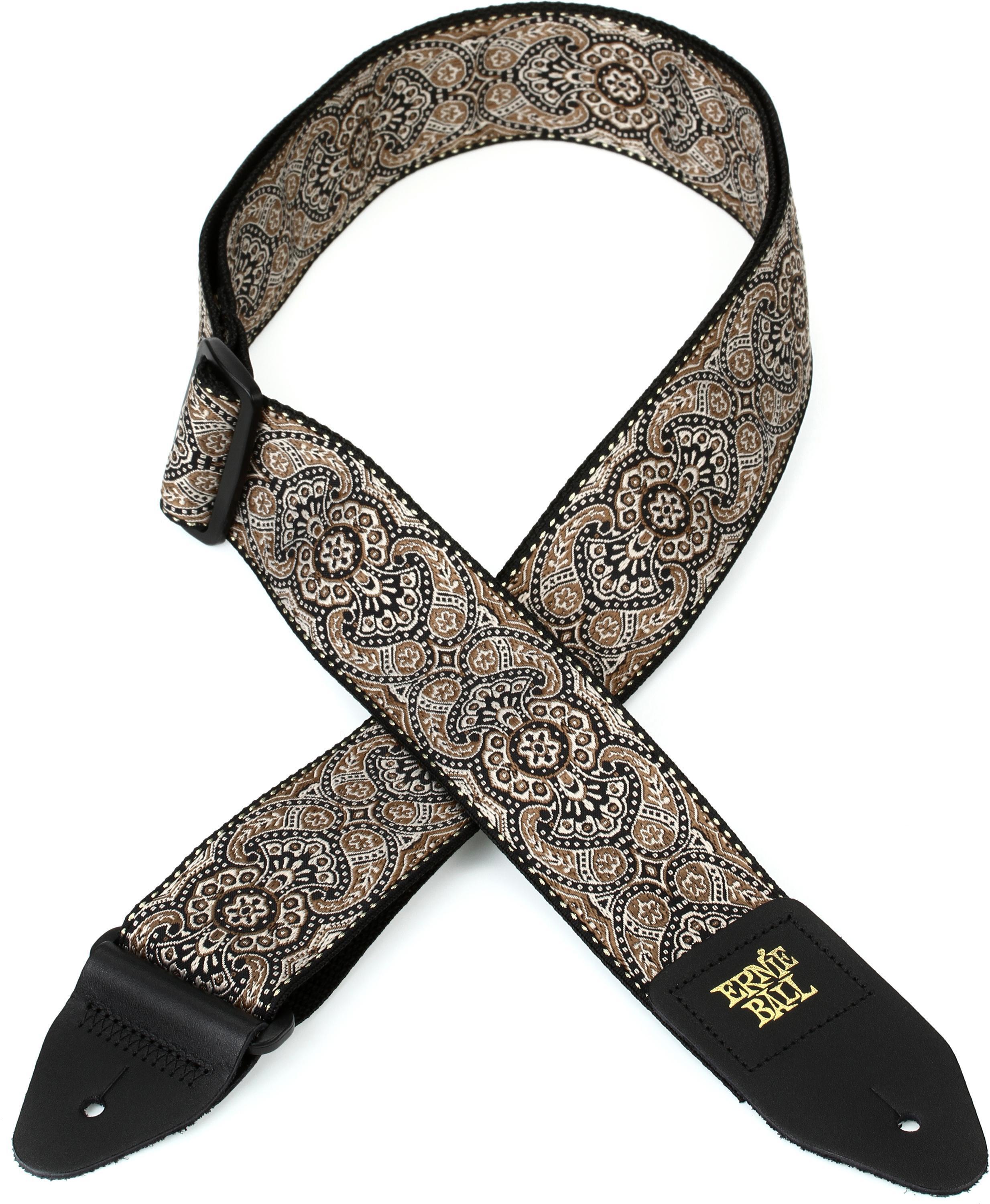 Photo of Ernie Ball Classic Jacquard Guitar Strap - Gold and Black Paisley