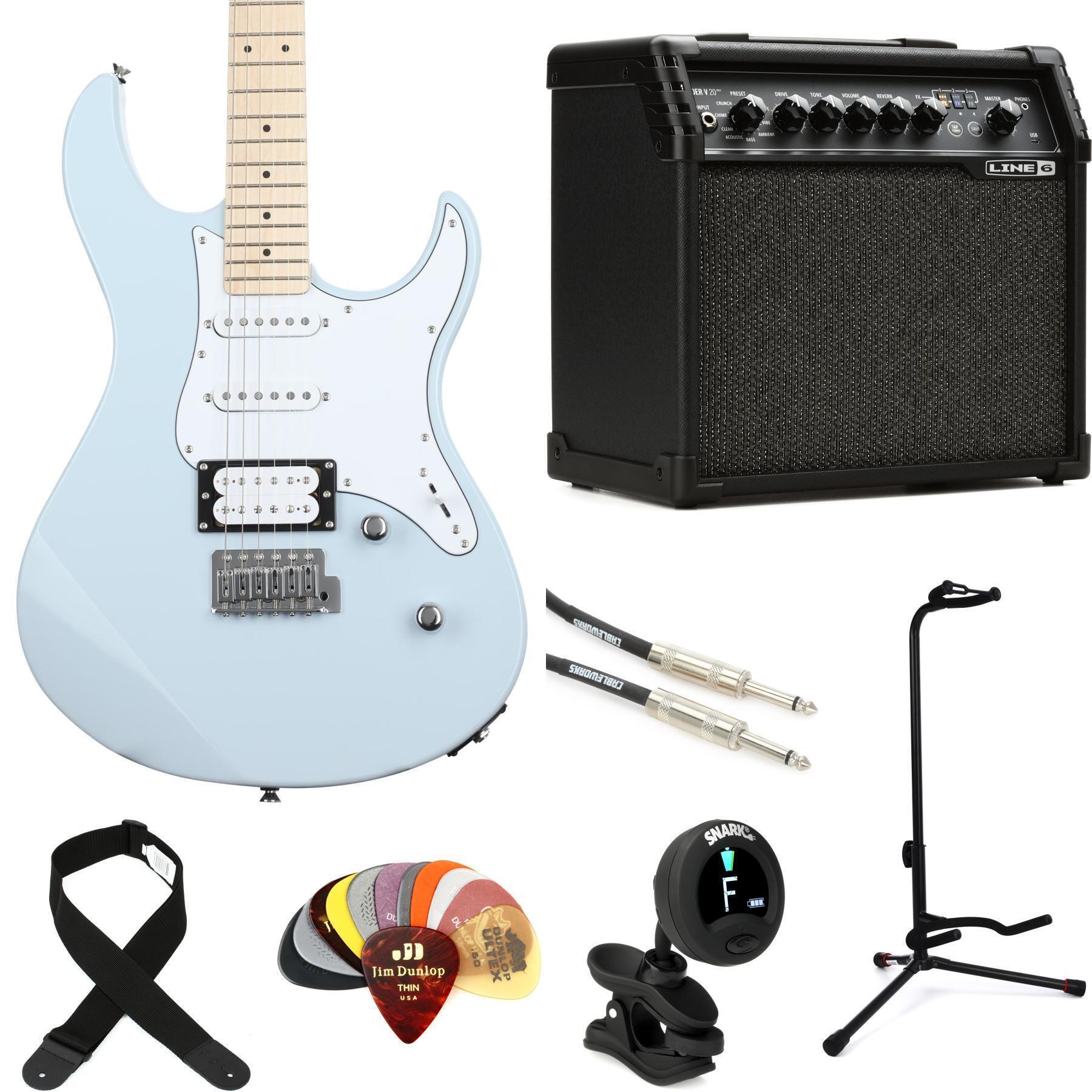 Yamaha PAC112VM Pacifica and Line 6 Spider V 20 MkII Amp Bundle - Ice Blue