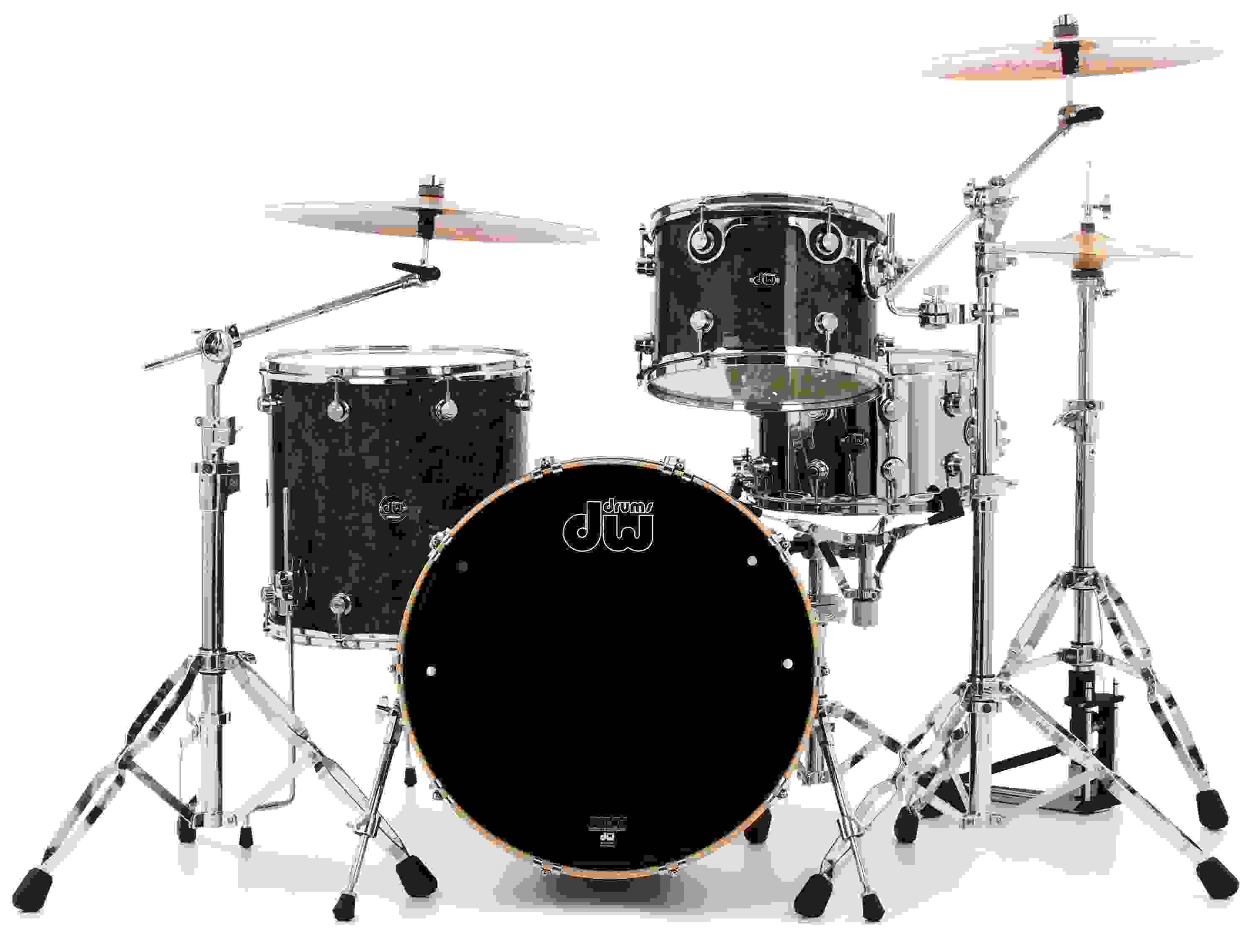 DW Performance Series 3-piece Shell Pack with 22 inch Bass Drum - Black Diamond FinishPly