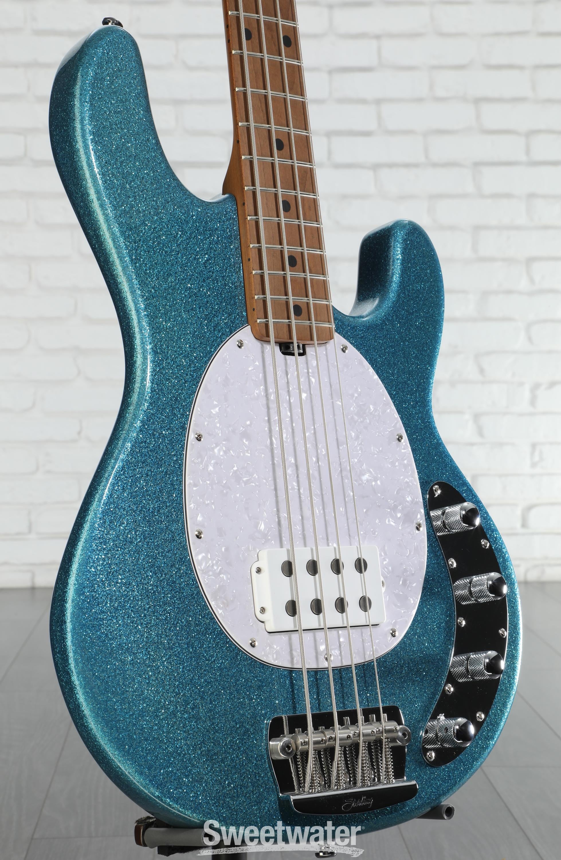 ベース Musicman RAY34 Blue Sparkle Sterling Sterling by Music Man StingRay RAY34 Sparkle Bass Blue