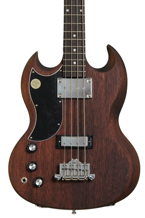 Gibson SG Bass Faded - Worn Brown, Left Handed | Sweetwater Gibson SG Bass Faded - Worn Brown, Left Handed | Sweetwater