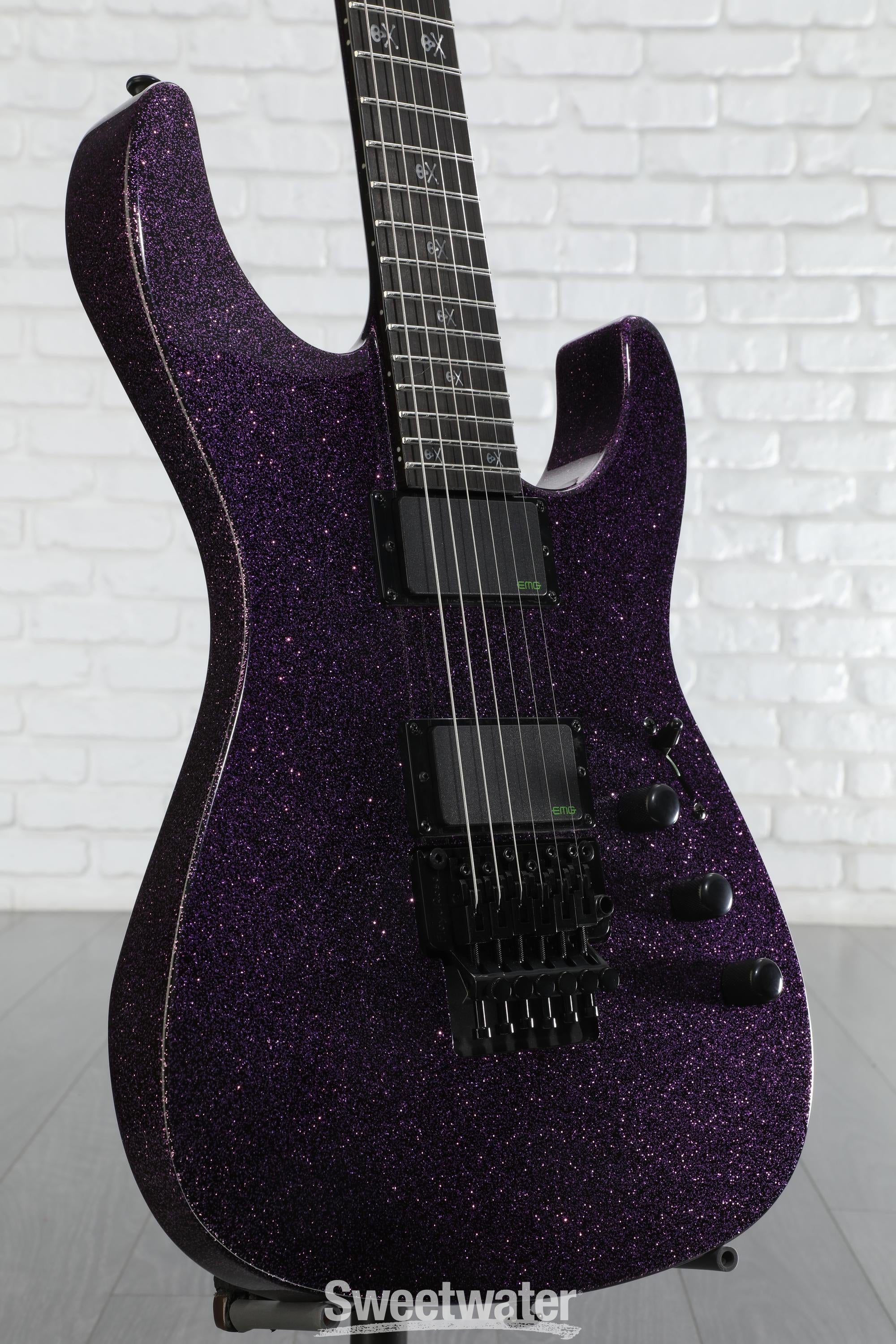 オパールカラー スクエア インレイ ストーン バンド シンプル 925 ヴィンテ ESP LTD Kirk Hammett Signature KH-602 - Purple Sparkle
