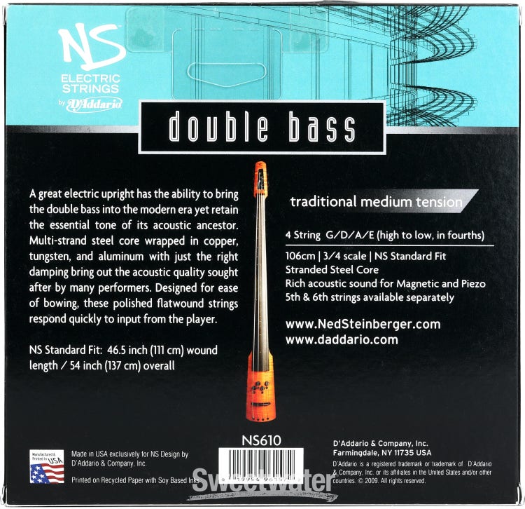 D'Addario NS610 NS 3/4 Traditional Electric Bass Strings - Medium