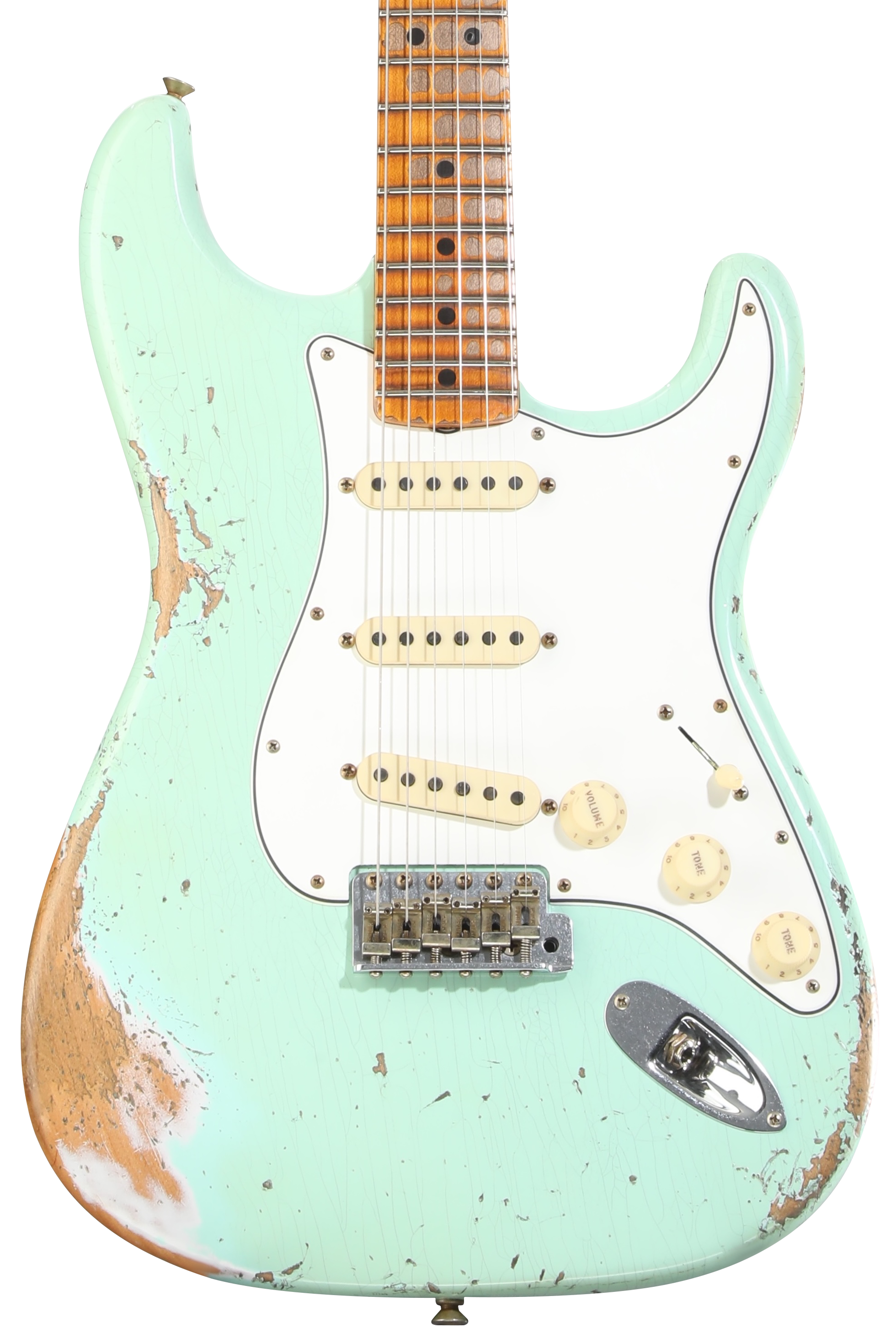 ギター SurfGreen Relic LaquerFinishStratocaster Fender Custom Shop 1969 Stratocaster Electric Guitar - Surf Green