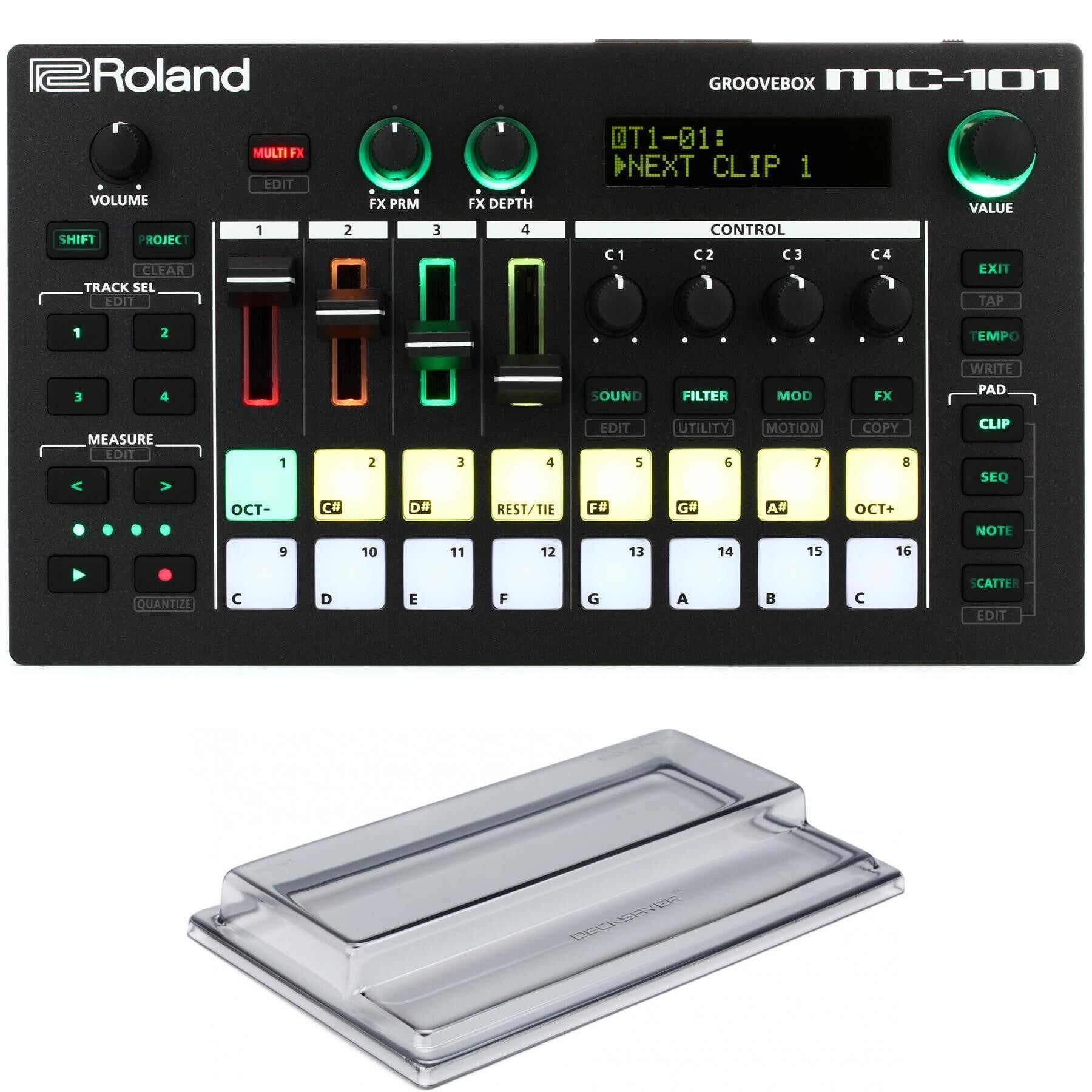 Roland MC-101 4-track Groovebox with Decksaver Cover | Sweetwater