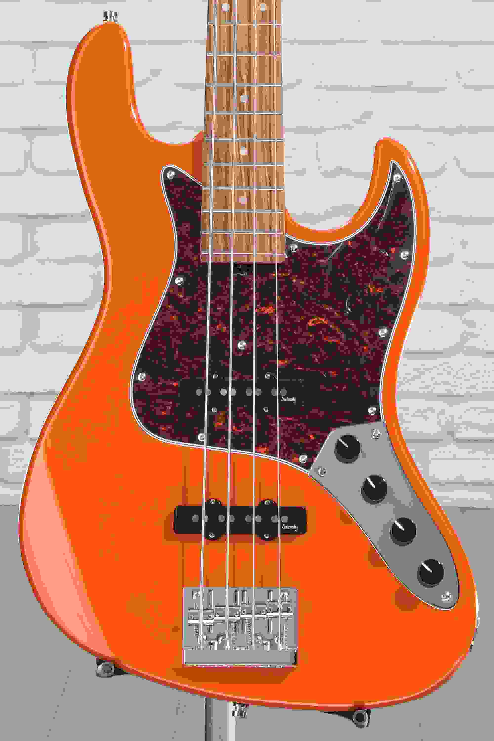 Sadowsky MetroExpress Vintage JJ Bass Guitar - Solid Candy Apple Orange Metallic, Morado Fingerboard