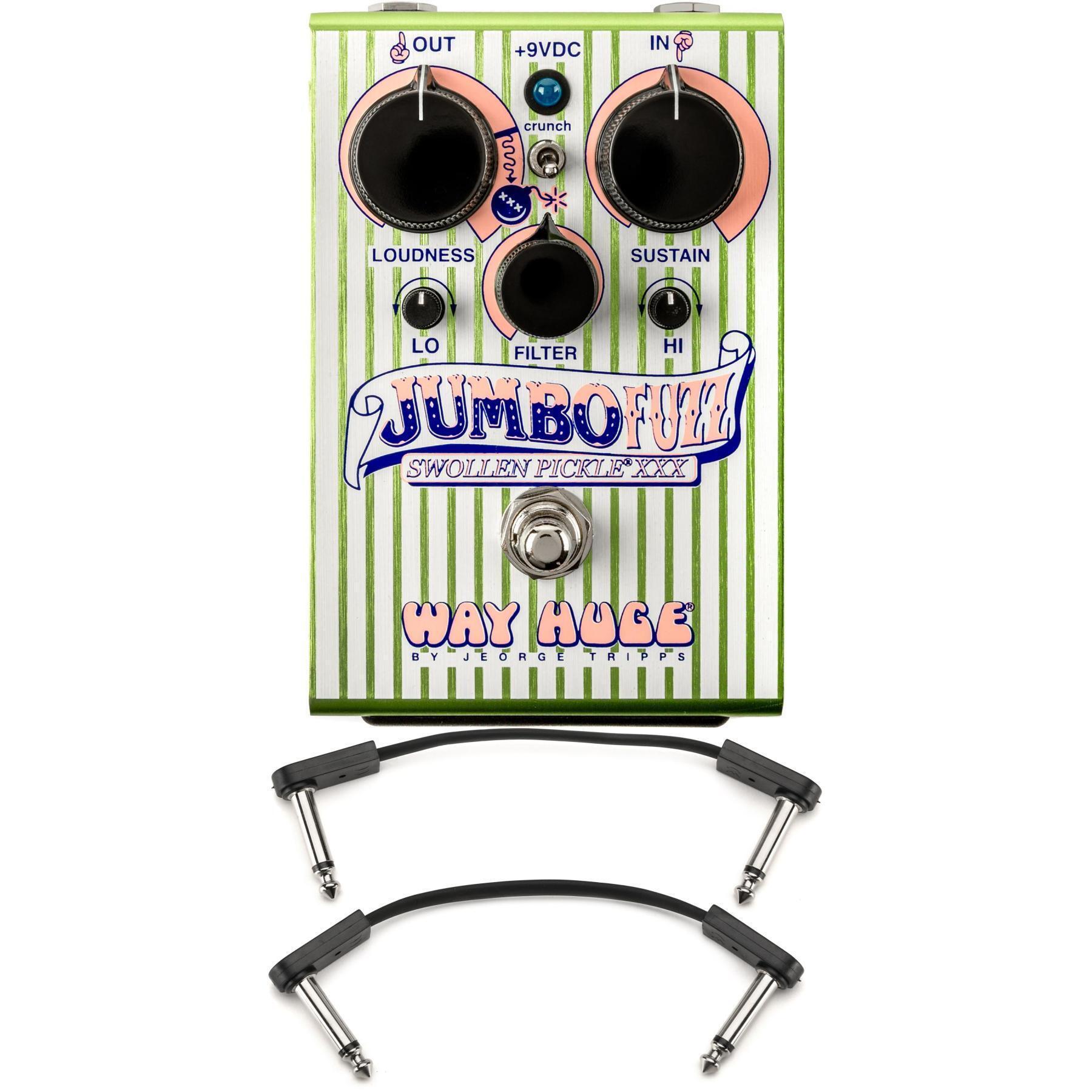 Photo of Way Huge Jumbo Fuzz Swollen Pickle XXX Pedal with EBS Patch Cables