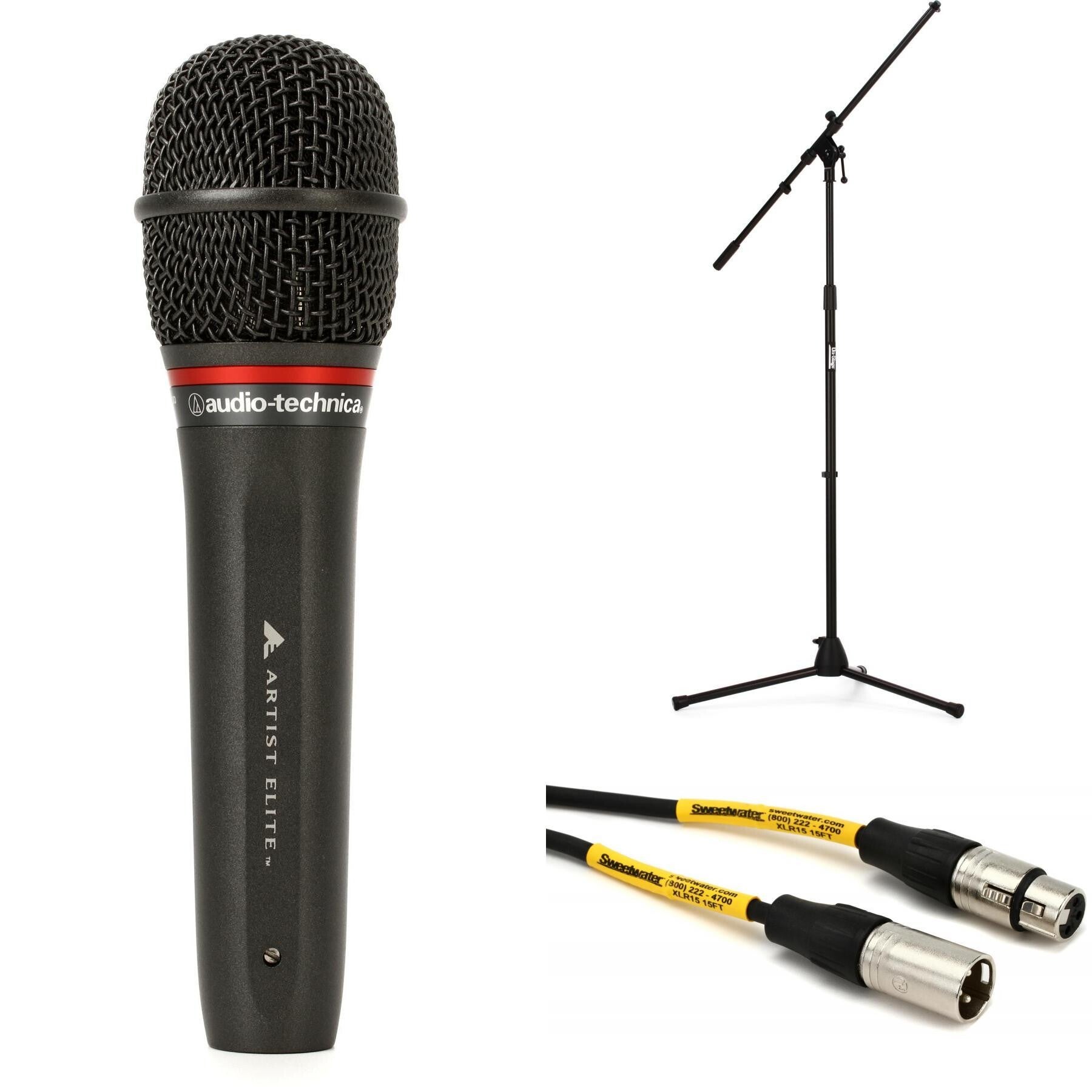 Audio-Technica AE6100 Hypercardioid Dynamic Vocal Microphone with Stand and  Cable