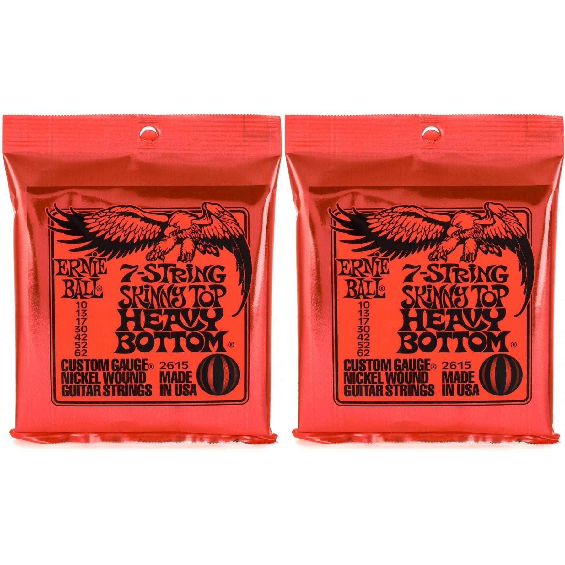 Ernie Ball 2615 Skinny Top Heavy Bottom Slinky Nickelwound Electric Guitar String, 7string (2