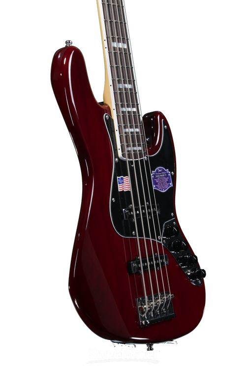 Fender American Deluxe Jazz Bass V - Wine Transparent