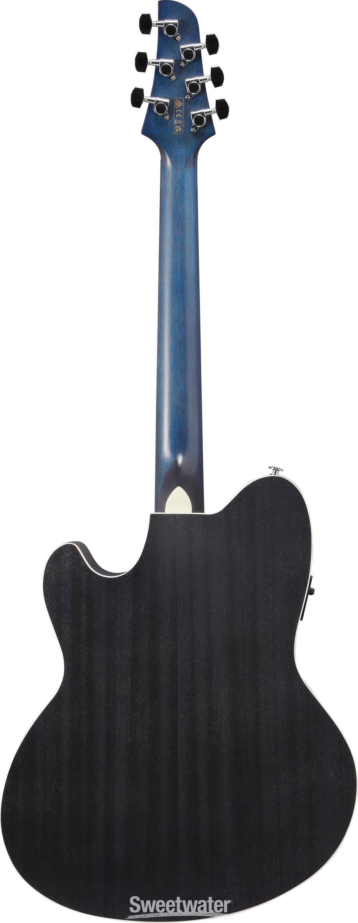 Ibanez Talman TCM50 Acoustic-electric Guitar - Blue Denim, Open