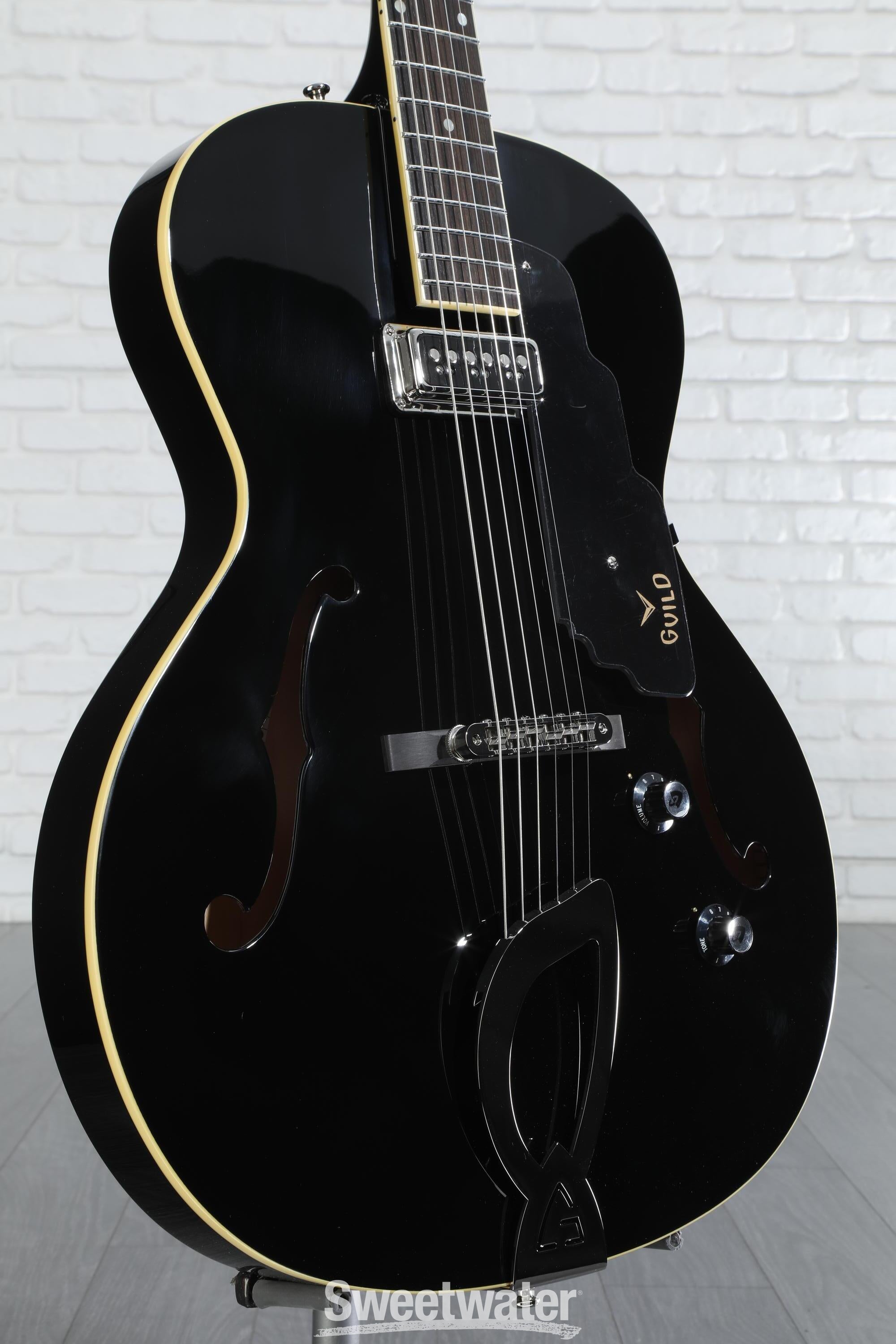 Guild T-50 Slim Dynasonic Hollowbody Guitar - Black
