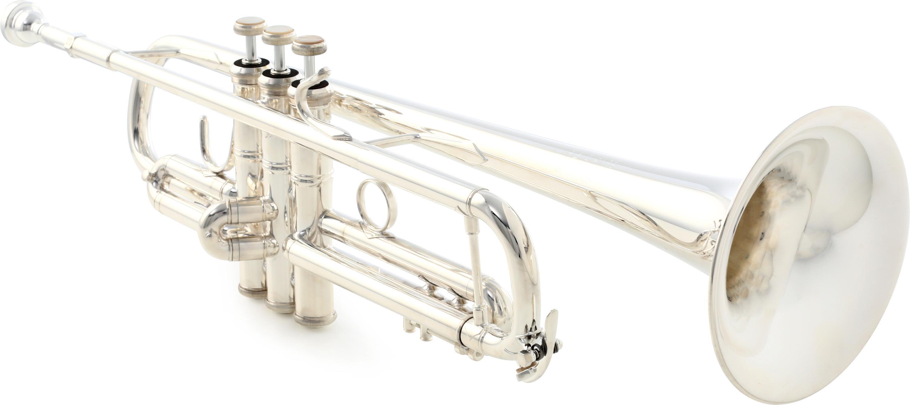 Bach LR180 Stradivarius Professional Bb Trumpet with 43 Bell and Reversed  Lead Pipe Silver-Plated Sweetwater