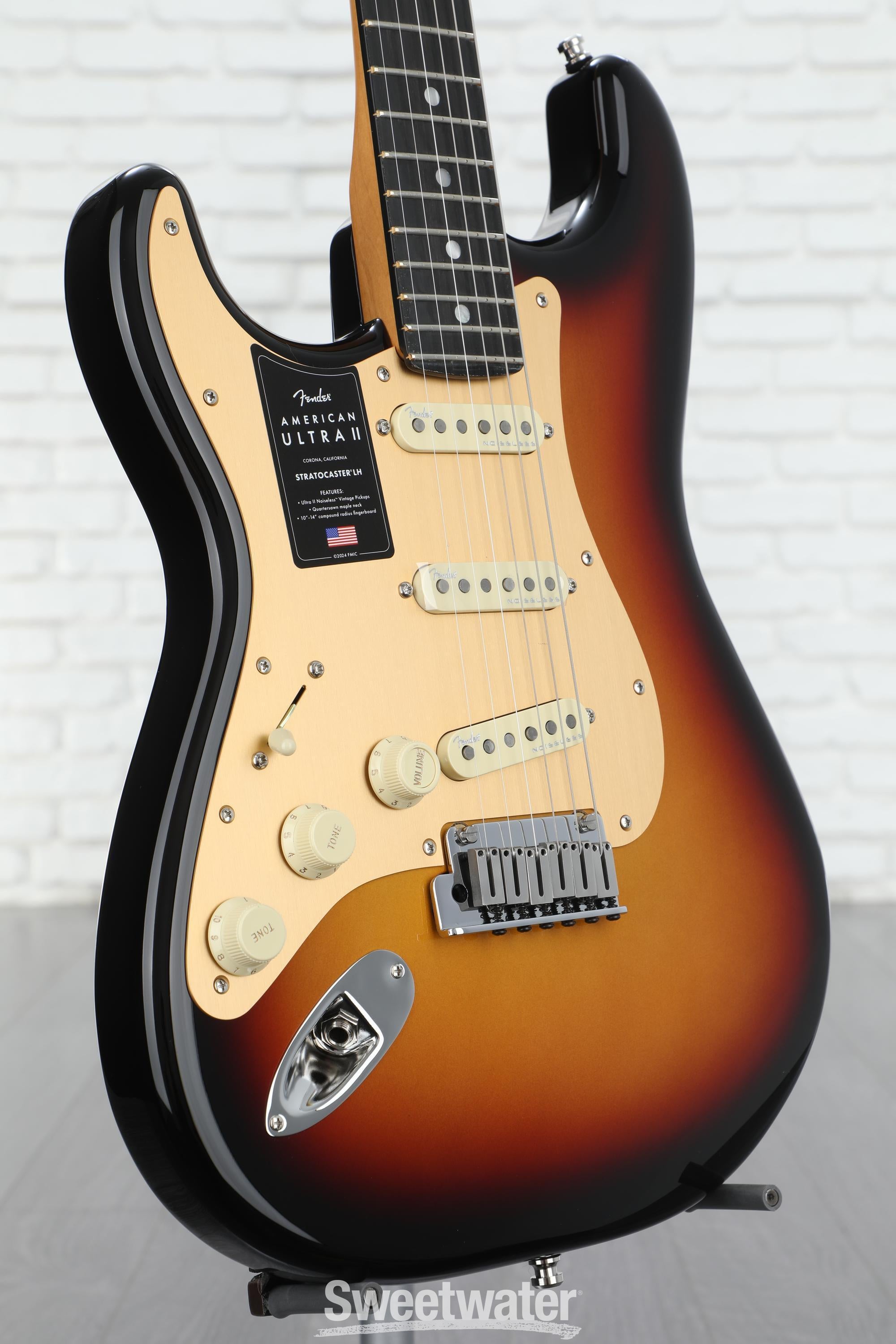 Photo of Fender American Ultra II Stratocaster Left-handed Electric Guitar - Ultraburst, Ebony Fingerboard