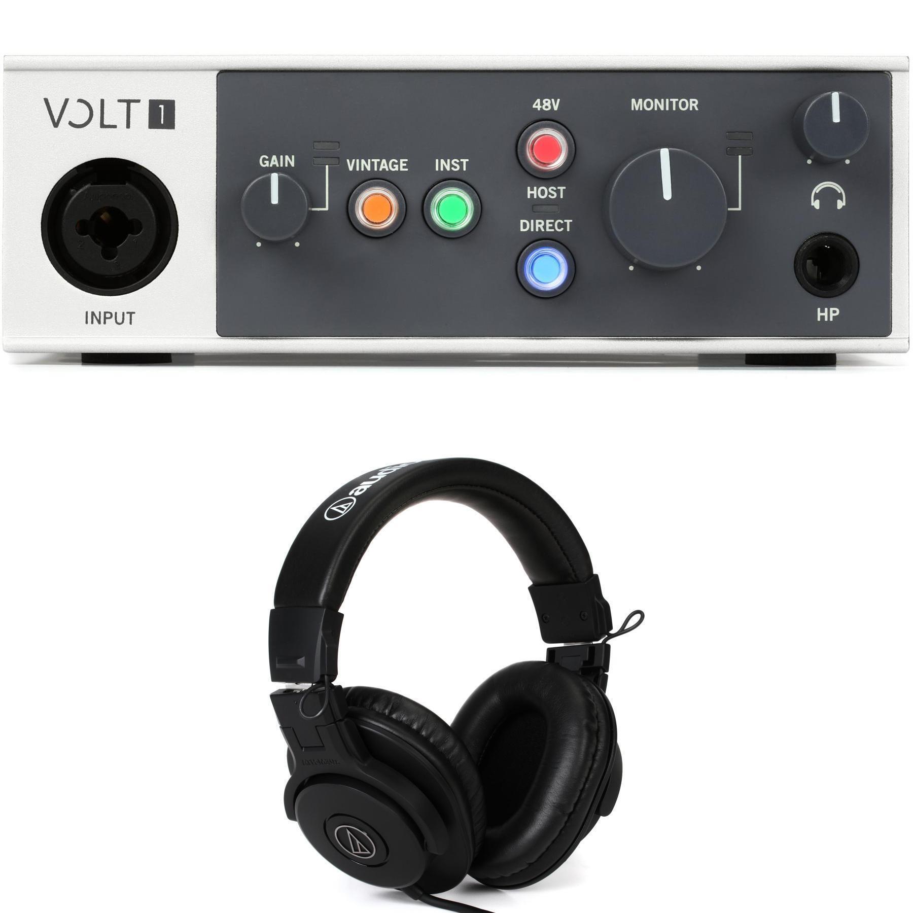 Universal Audio Volt 1 USB-C Audio Interface and Headphones