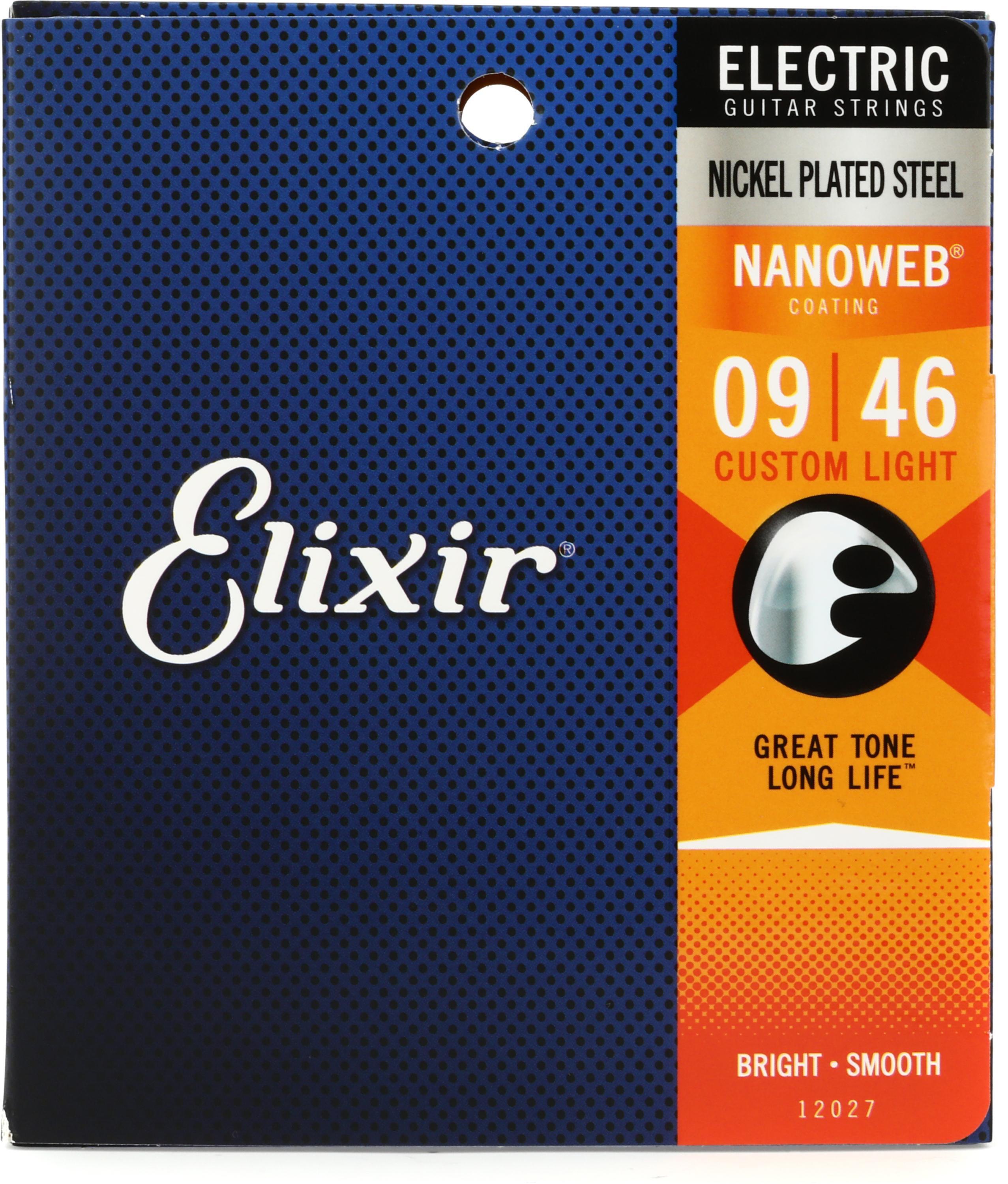 Elixir Strings 12027 Nanoweb Electric Guitar Strings - .009-.046 Custom  Light