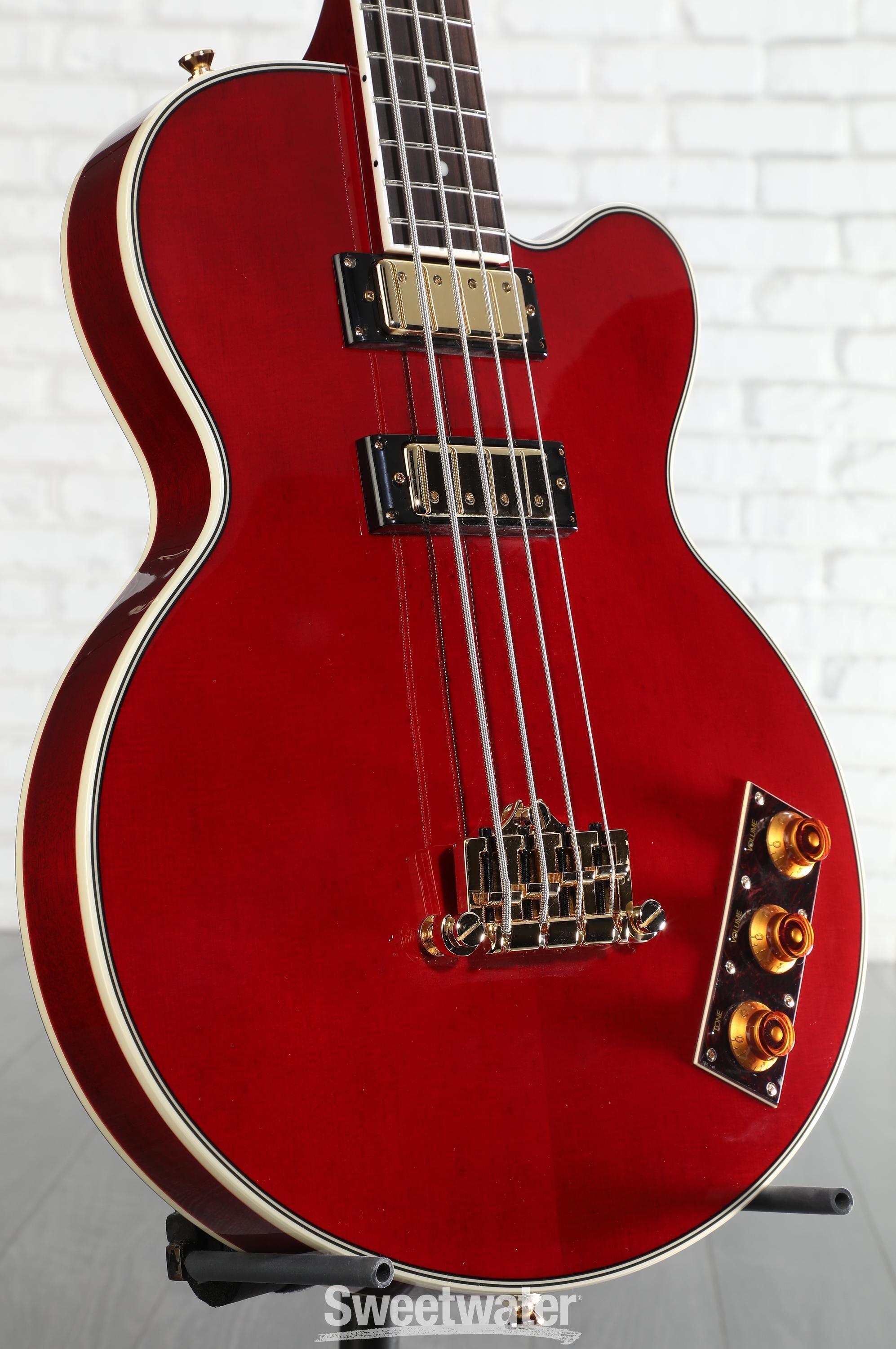 Photo of Epiphone Allen Woody Rumblekat Artist Series Bass Guitar - Wine Red