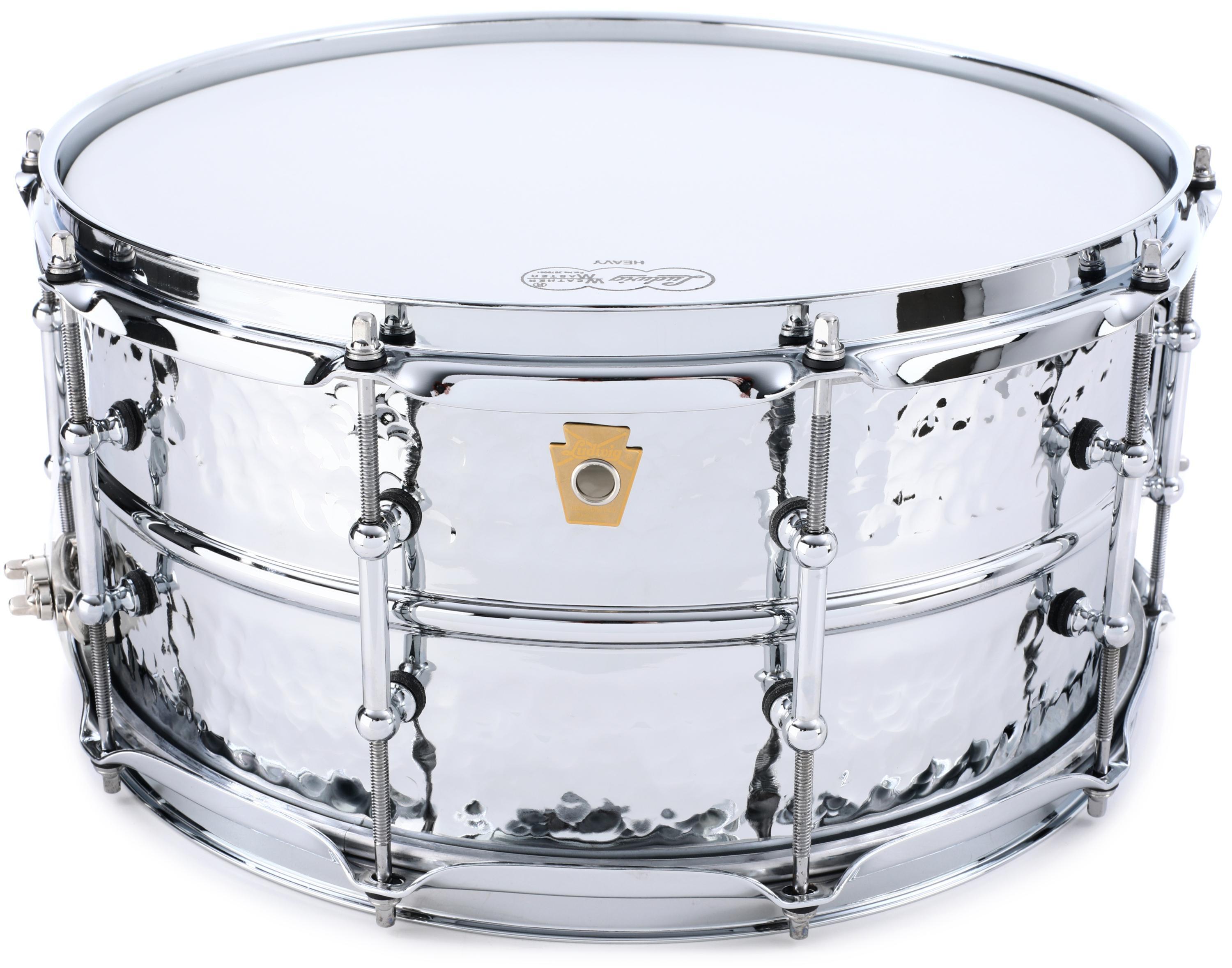 Ludwig Supraphonic LM402KT 6.5-inch x 14-inch Snare Drum Hammered Chrome  with Tube Lugs Sweetwater