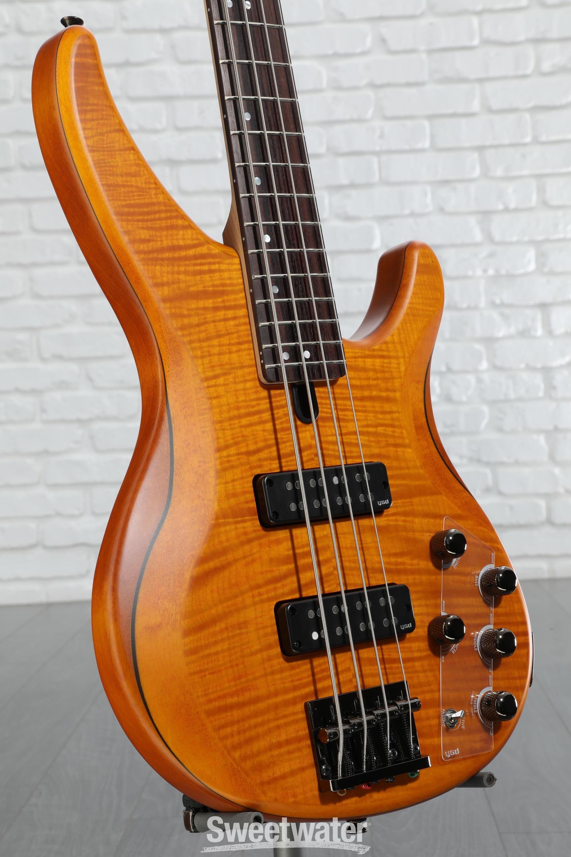 Amazon.com: Yamaha TRBX604 4-String Flamed Maple Bass Guitar, Matte Amber :  Musical Instruments