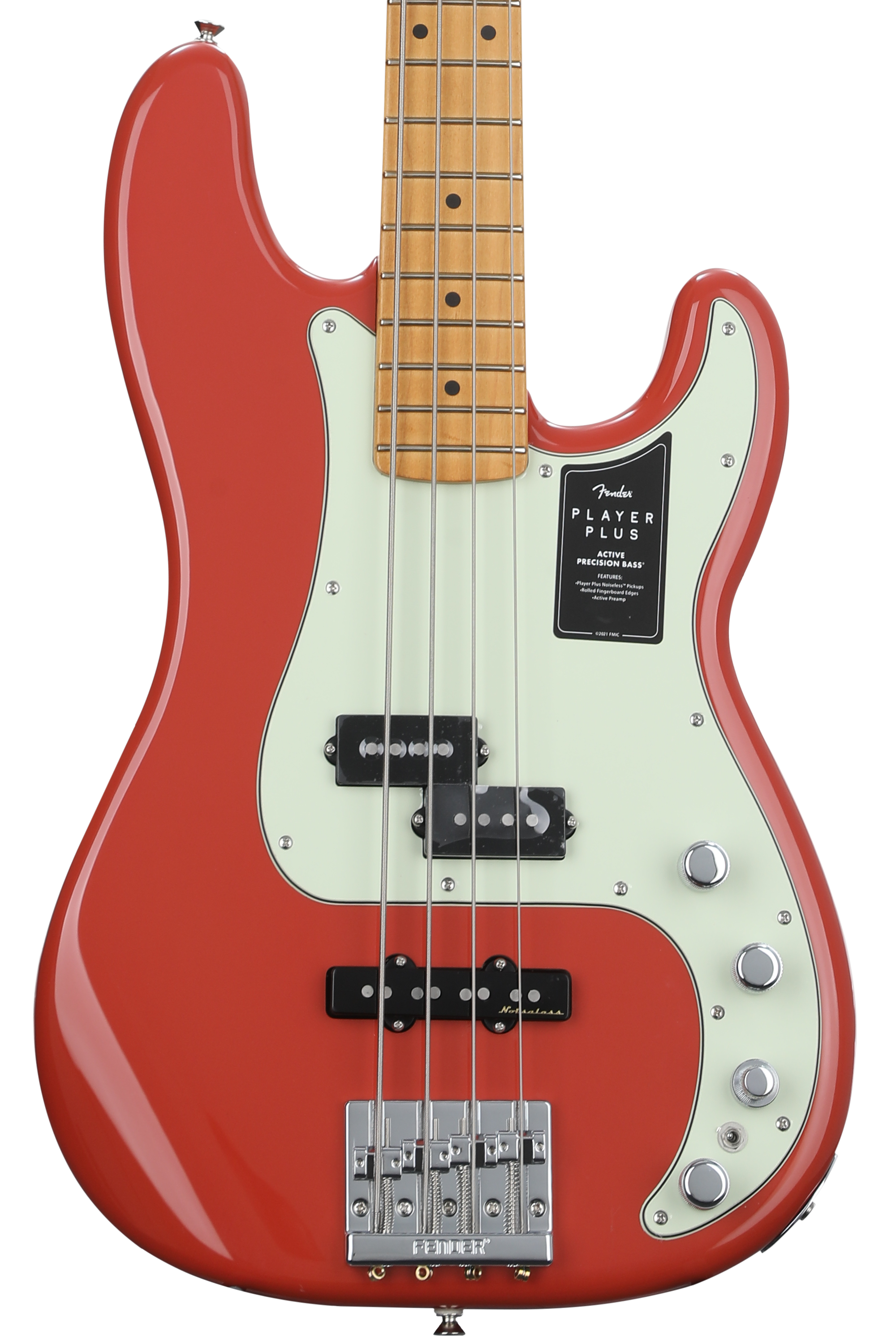 Fender Player Plus Active Precision Bass - Fiesta Red with Maple Fingerboard
