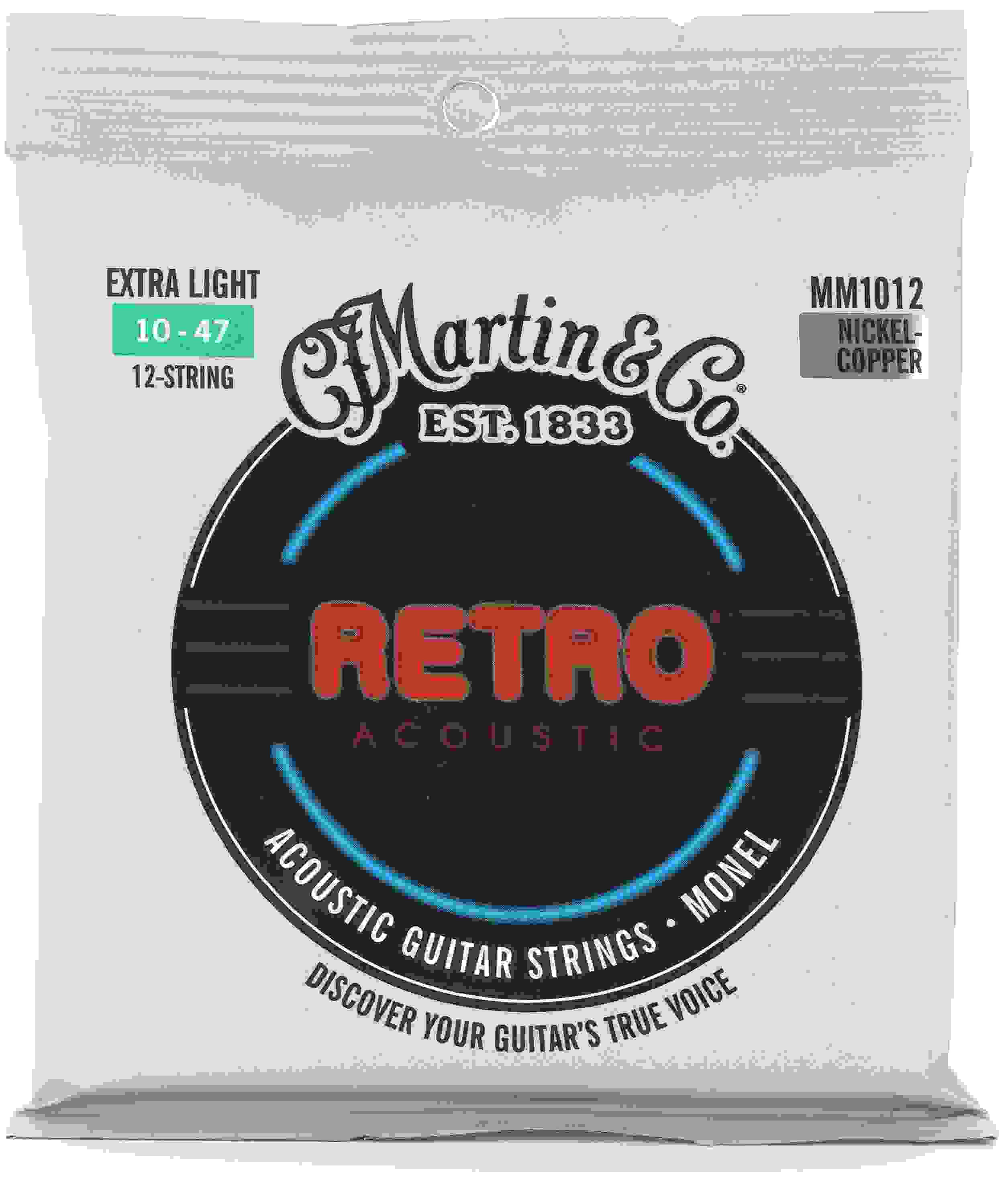 Martin MM1012 Retro Acoustic Monel Guitar Strings - .010-.047 Extra Light 12-string