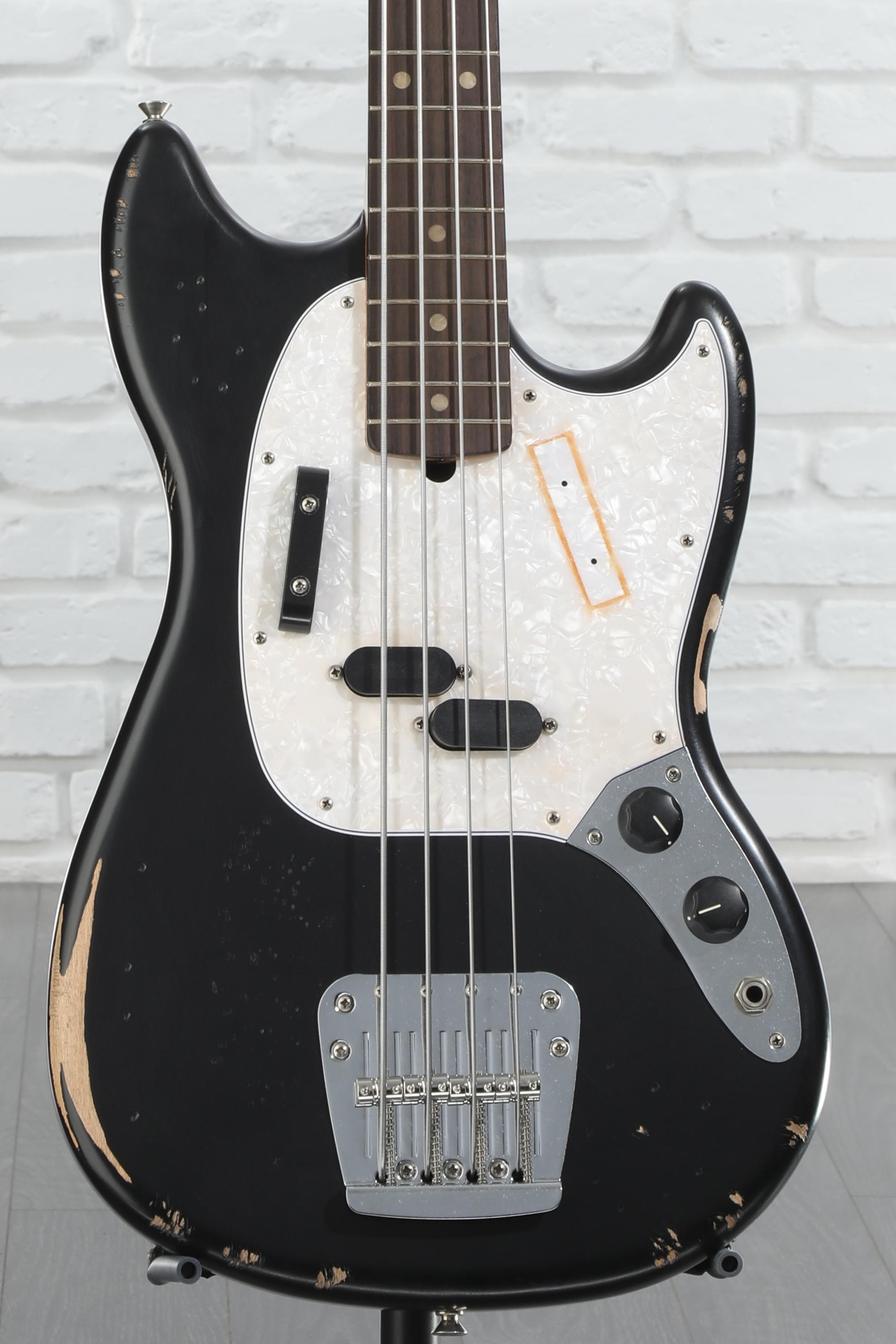 Fender JMJ Road Worn Mustang Bass - Black | Sweetwater